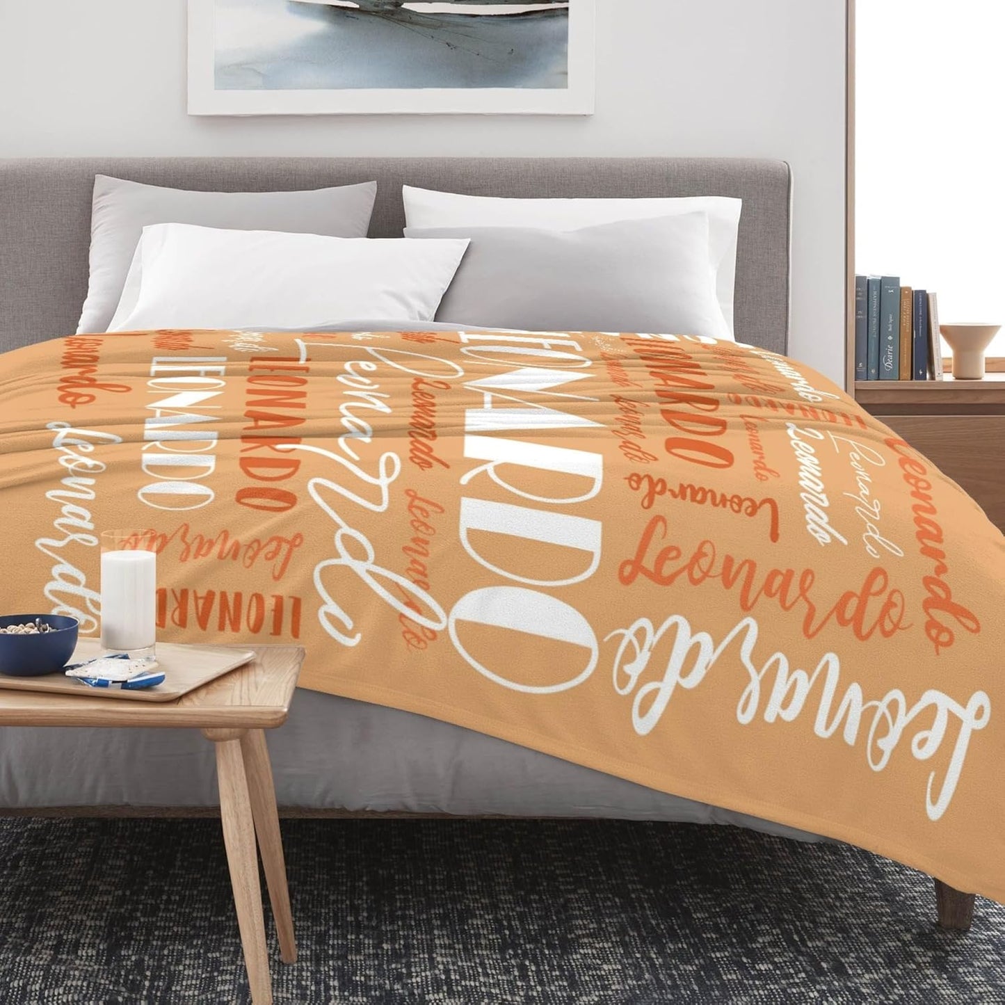 Name Blanket Personalized Blanket for Adult Kids Flannel Customize Throw Blanket Custom (Color 05, 50 x 60 Inches)