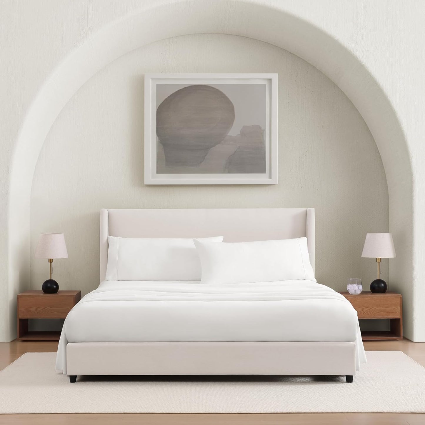 UGG Cali King Sheet Set 4-Piece Luxury Cooling Sheets Deep Pockets Premium Bedding with 2 Pillow Shams Machine Washable Soft Lightweight Bed Set for Bedroom, California King, White (Hedi)