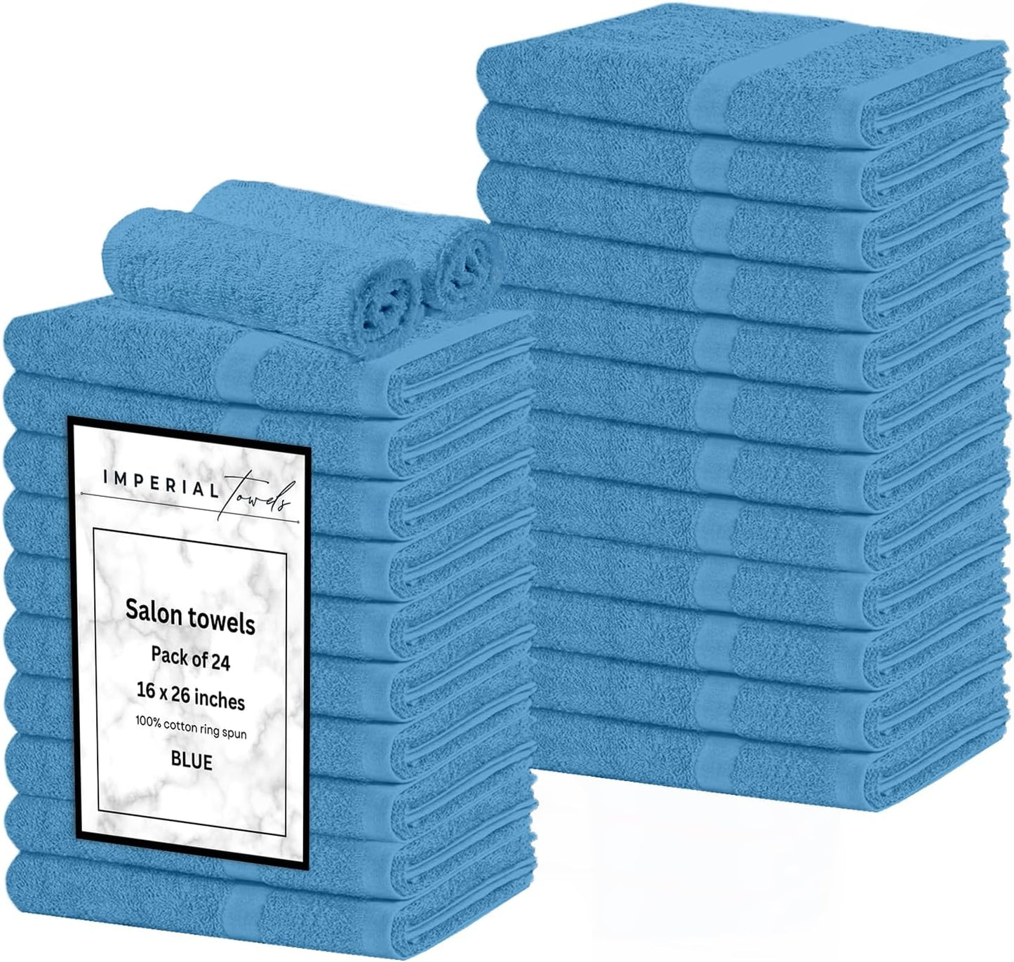 Hand Towels (Pack of 24) Light Blue Economy Towels Salon Towels - 100% Cotton Spa Towel – 16 x 27 Inches Highly Absorbable, Facial, Gym, Hair, Face Towels Bulk
