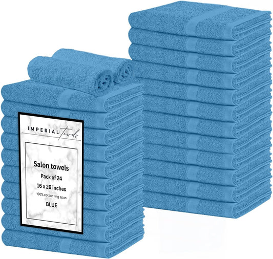 Hand Towels (Pack of 24) Light Blue Economy Towels Salon Towels - 100% Cotton Spa Towel – 16 x 27 Inches Highly Absorbable, Facial, Gym, Hair, Face Towels Bulk