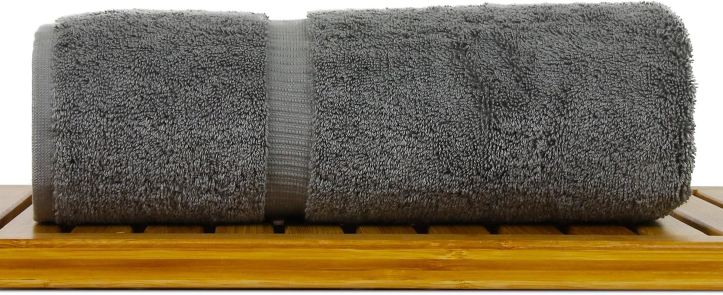Luxury Hotel & Spa Towel Turkish Cotton Bath Towels - Grey - Honeycomb - Set of 4