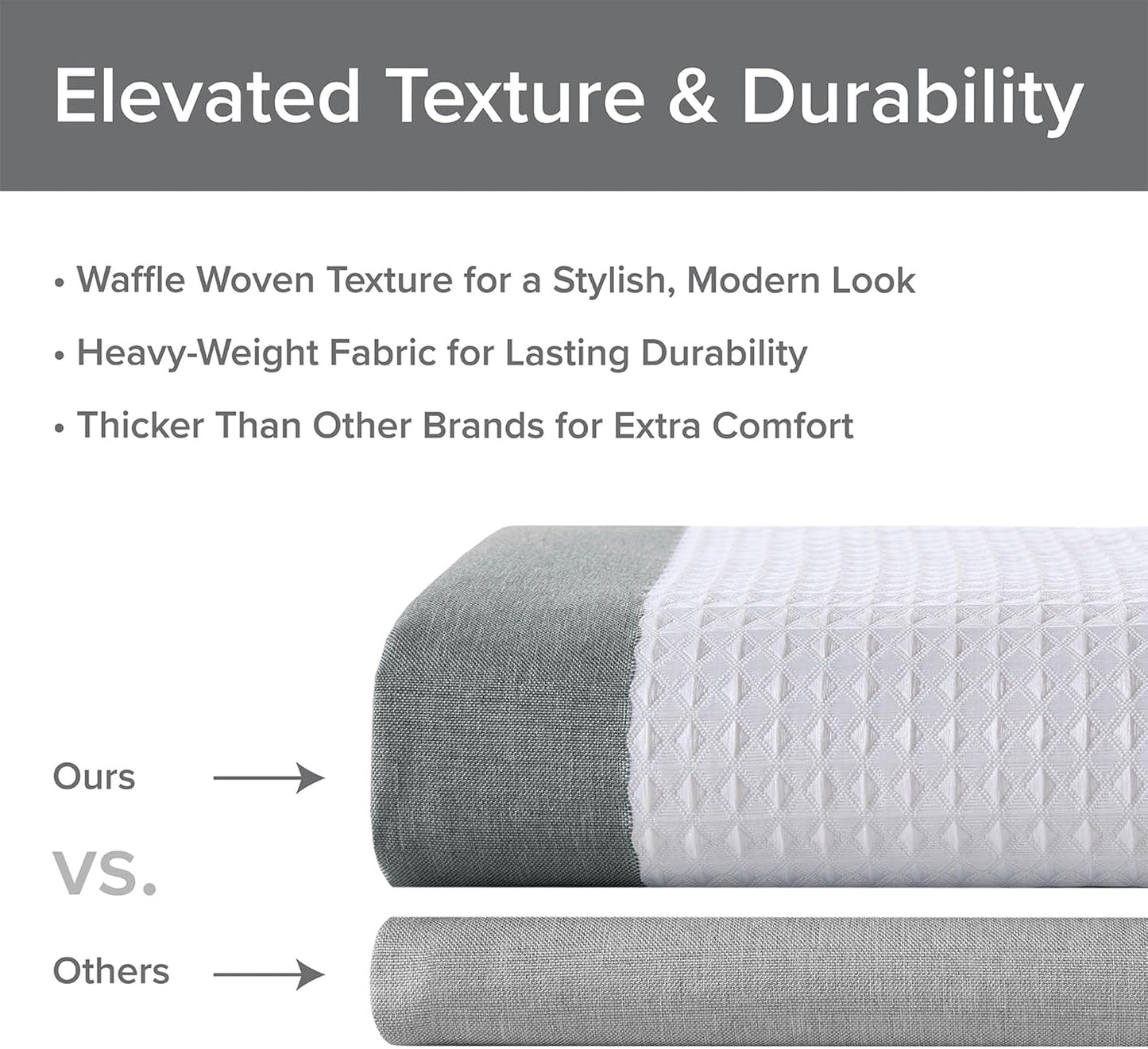 Madison Park Spa Waffle Shower Curtain Pieced Fabric Extra Long Premium Spa Quality Modern Shower Curtains for Bathroom, Tall 72x84, Charcoal