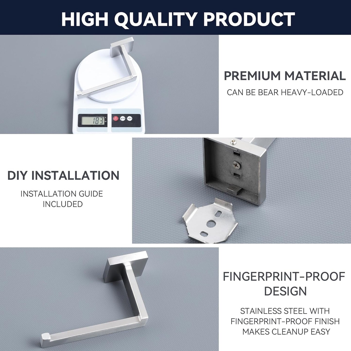 LANC Bathroom Toilet Paper Holder, Brushed Nickel Toilet Paper Roll Holder Wall Mounted for Kitchen Washroom Modern Toilet Tissue Roll Holder Dispenser Stainless Steel Left, A8807BN-LF