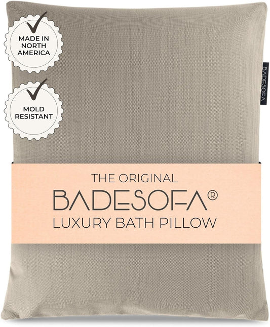 BADESOFA® Luxury Bath Pillow S - Ultra Comfortable & Quick-Drying Bath Back Pillow - Washable Full Body Bath Pillow for Bathtub - Therapeutic Head and Neck Support - Luxury Spa Cushion in Beige