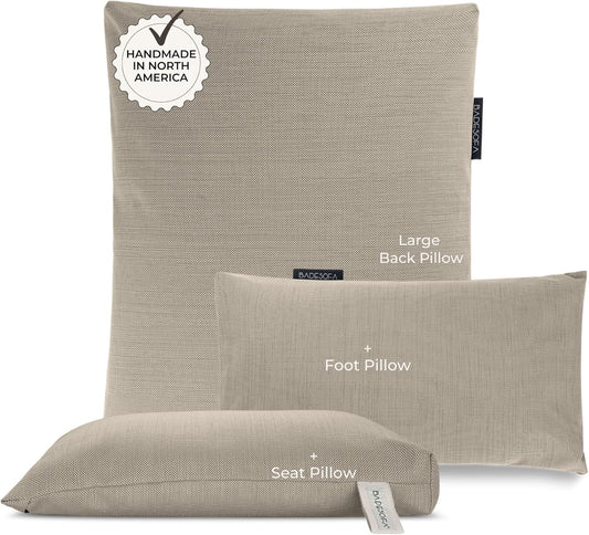 BADESOFA® Luxury Bath Pillows for Tub Full Body Set - 3-Piece Bath Pillow Set with Premium Materials & CleanDry+ - Bathtub Pillows for Head and Neck Support - Tub Pillow for Bathtub in Beige