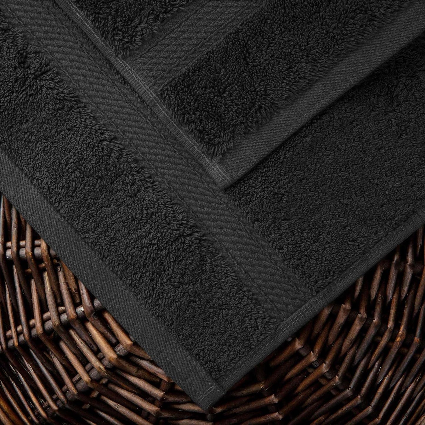 Superior Egyptian Cotton Pile 10 Piece Towel Set, Includes 2 Bath, 4 Hand, 4 Face Towels/Washcloths, Ultra Soft Luxury Towels, Thick Plush Essentials, Guest Bath, Spa, Hotel Bathroom, Black