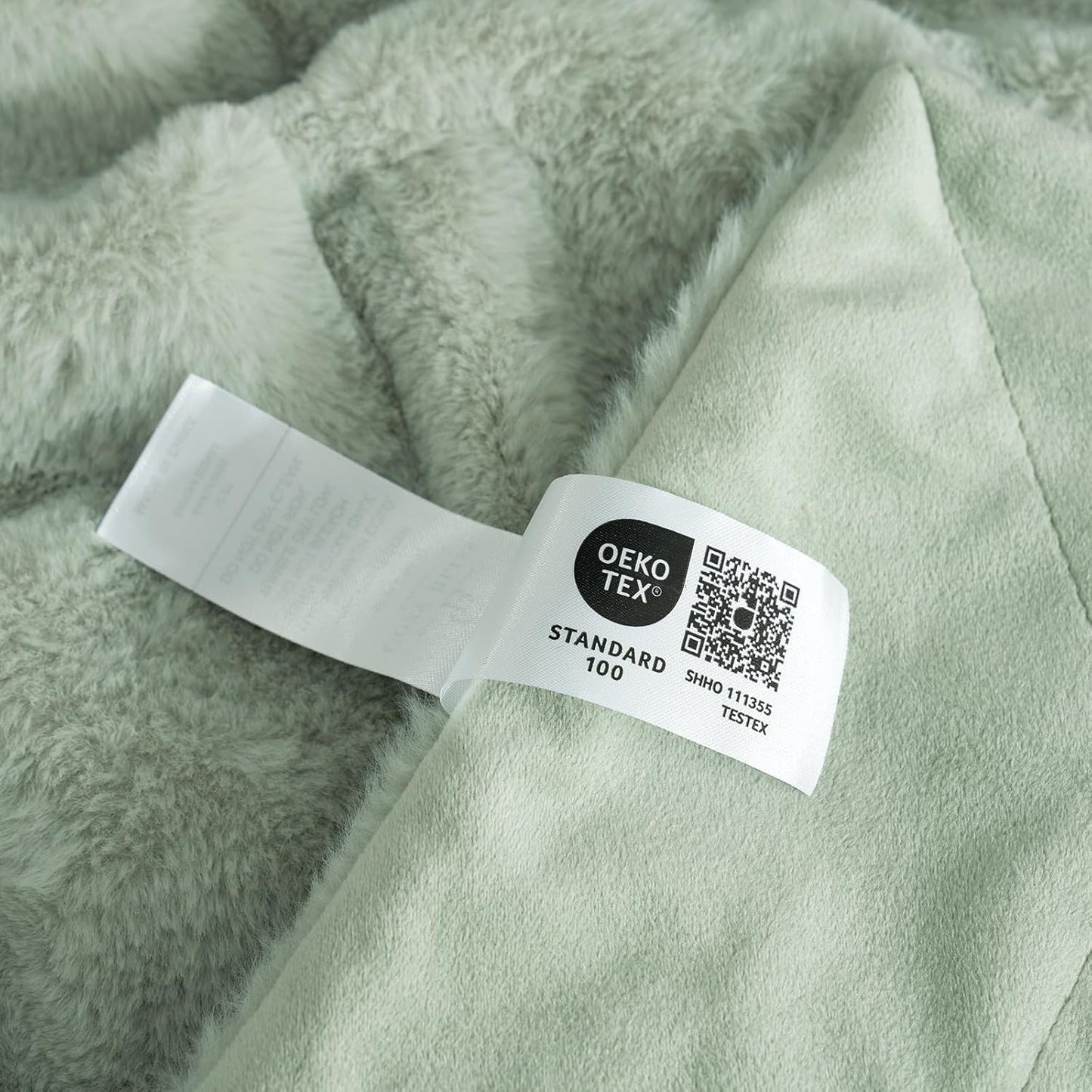 Cozy Bliss Faux Fur Throw Blanket for Couch, Cozy Warm Plush Striped Blanket for Sofa Bedroom Living Room, 90 * 90 Inches Green