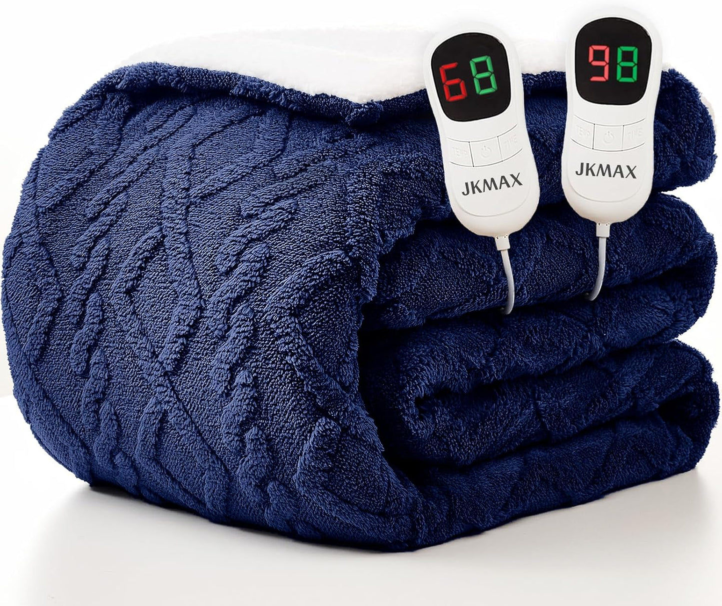 Heated Electric Blanket Queen Size-84"x90" Heating Blanket with 10 Heating Levels & 5 Time Settings Over-Heat Protection，Winter Warmer for Adults with ETL Certification（Navy Blue）