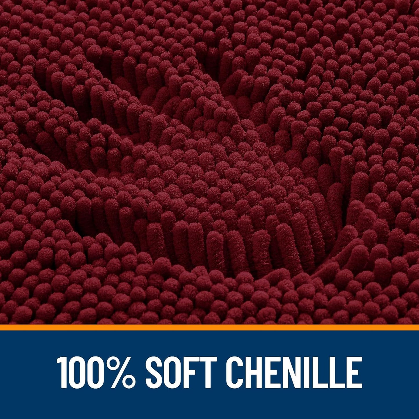 OLANLY Bathroom Rugs 44x24, Extra Soft Absorbent Chenille Bath Rugs, Rubber Backing Quick Dry, Machine Washable Bath Mats for Bathroom Floor, Tub and Shower, Home Decor Accessories, Burgundy