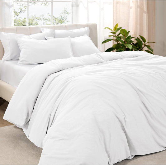 Bare Home Microfiber Duvet Cover Set - Ultra Soft Washed Microfiber - Oversized King Size - Linen-Like Look - Easy Care - Breathable Fabric - Our Softest Duvet Cover Set (Oversized King, White)