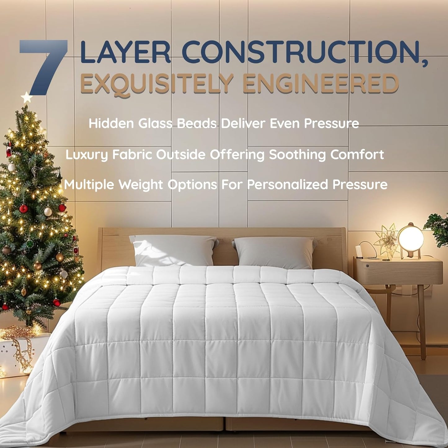 HomeSmart King Size Weighted Blanket 20 lbs, Soft Breathable Fabric, Also Fits California King Beds, White