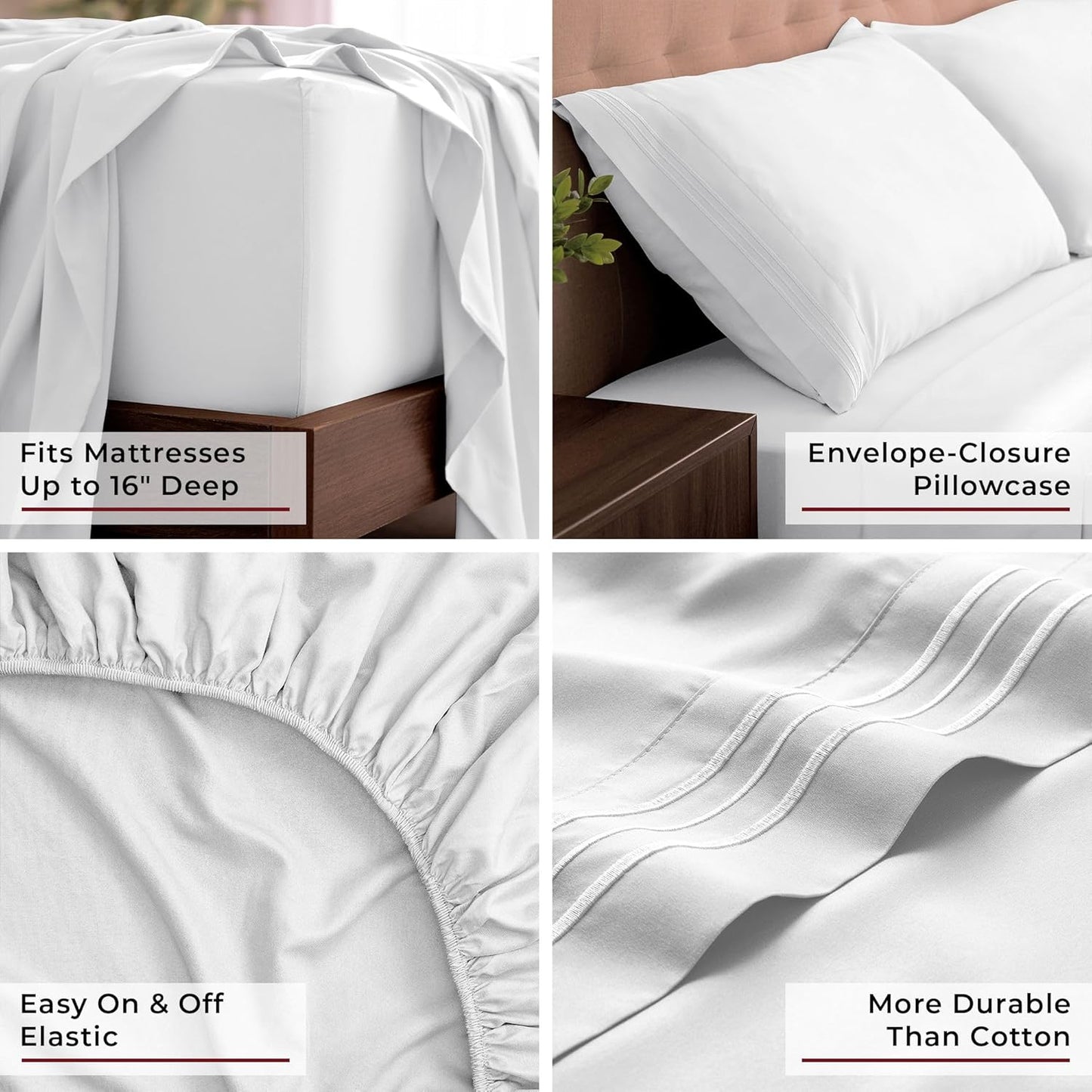 Mellanni California King Sheets Set - 4 PC Iconic Collection Bedding - Hotel Luxury, Extra Soft, Cooling Bed Sheets - Wrinkle, Fade, Stain Resistant (Cal King, White)
