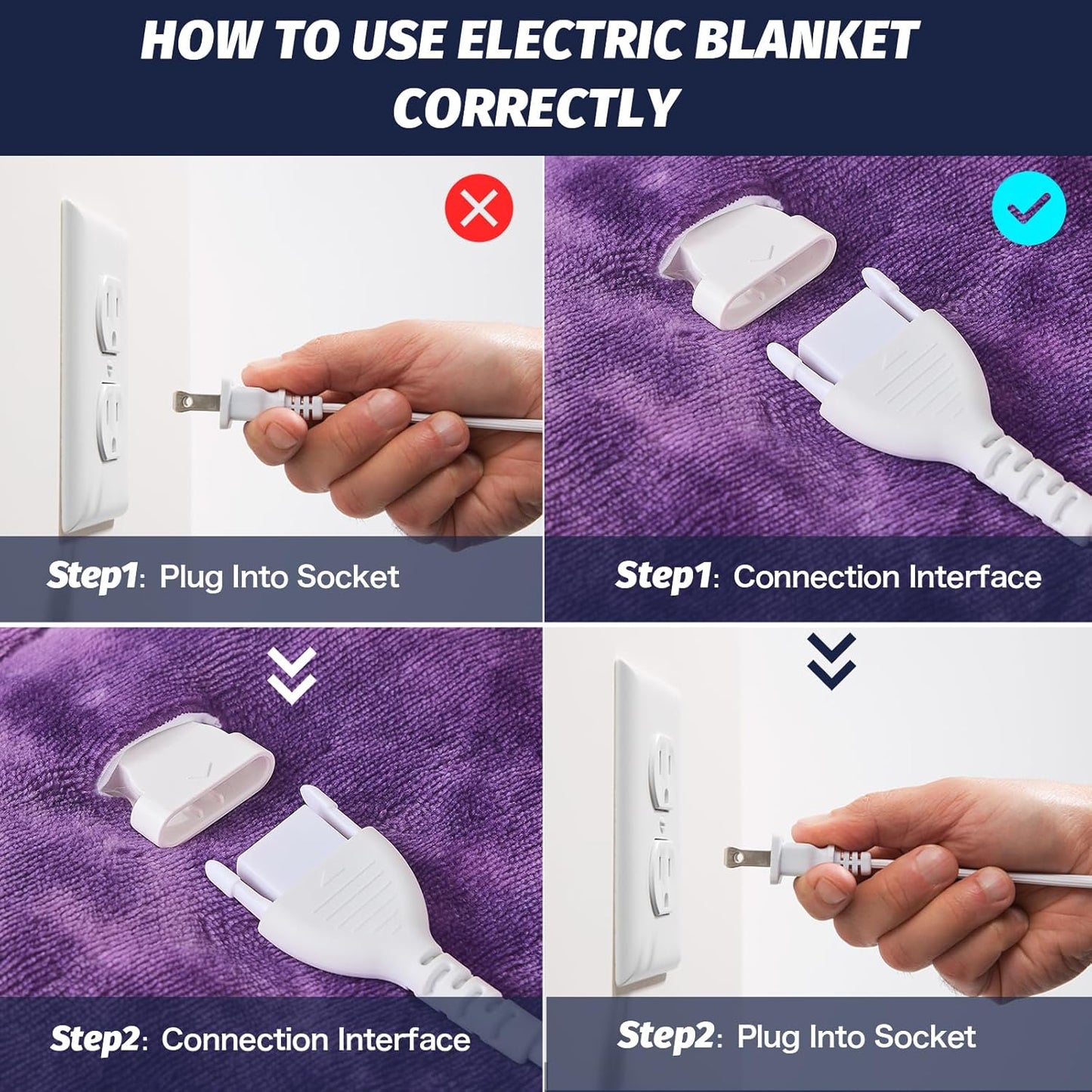 greenoak Heated Electric Blanket Throw, Faux Fur Sherpa Heating Blanket for Sofa Bed, Warm Winter Gifts for Women/Her, Heater Lap Blankets 5-Position Timer &10 Heating Levels 62''*84" Purple