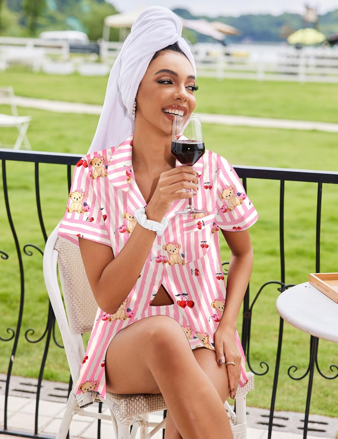 Ekouaer Pajamas for Women Set Silk Satin Pjs Shorts Sleepwear 2 Piece Loungewear S-XXL