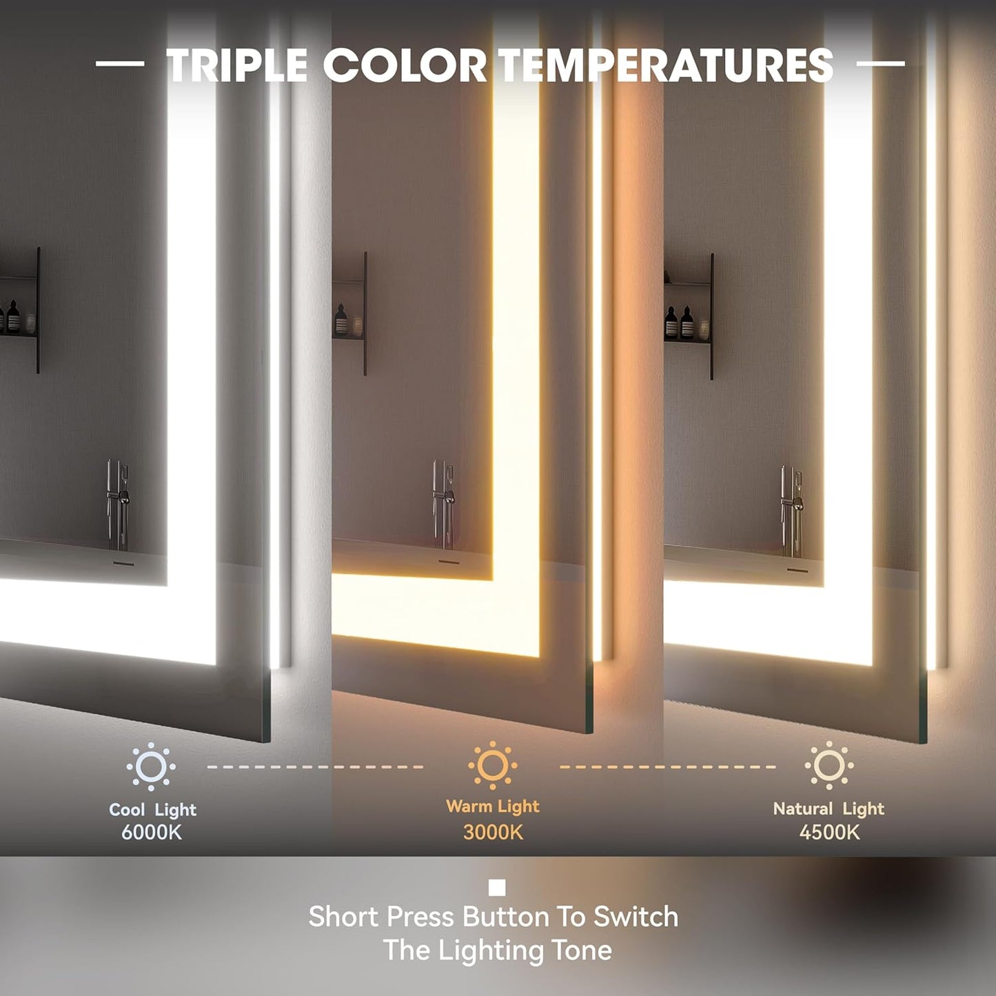 Hasipu 20x28 Inch Bathroom Mirror with Lights Arch LED Vanity Mirror Frontlit Smart Touch Sensor Dimmable 3 Colors Temperature Shatterproof Wall-Mounted Vanity Mirror Metal Frame