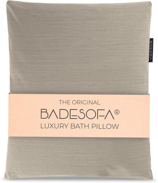 BADESOFA® Luxury Bathtub Pillow L - Large Bath Pillow for Therapeutic Neck and Back Support Quick-Drying - Washable Full Body Bath Tub Cushion - Luxury Spa Cushion in Beige