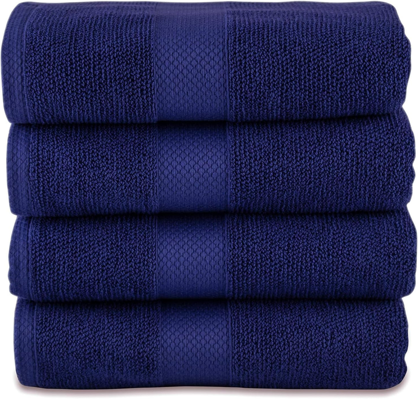 MAURA Premium Blue Bath Towels 100% Cotton 27x54 Ultra Absorbent Quick Dry 4 Pack Soft Terry Bath Towels Set for Bathroom, Hotel and Spa Quality, Navy Blue