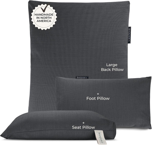 BADESOFA® Luxury Bath Pillows for Tub Full Body Set - 3-Piece Bath Pillow Set with Premium Materials & CleanDry+ - Bathtub Pillows for Head and Neck Support - Tub Pillow for Bathtub in Charcoal