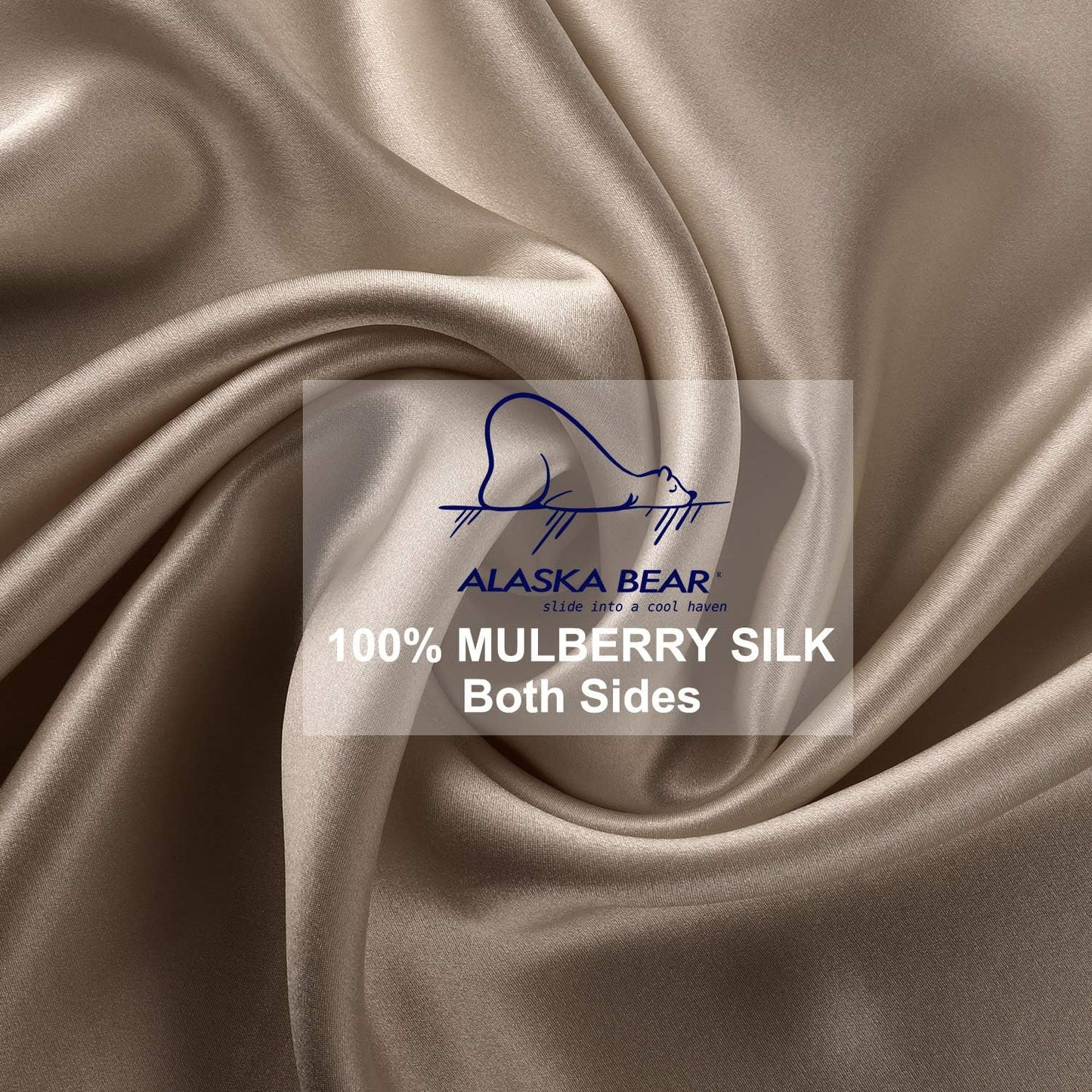 ALASKA BEAR Natural Silk Pillowcase, Hypoallergenic, 19 Momme, 600 Thread Count 100 Percent Mulberry Silk, King (1pc, Taupe Tan)