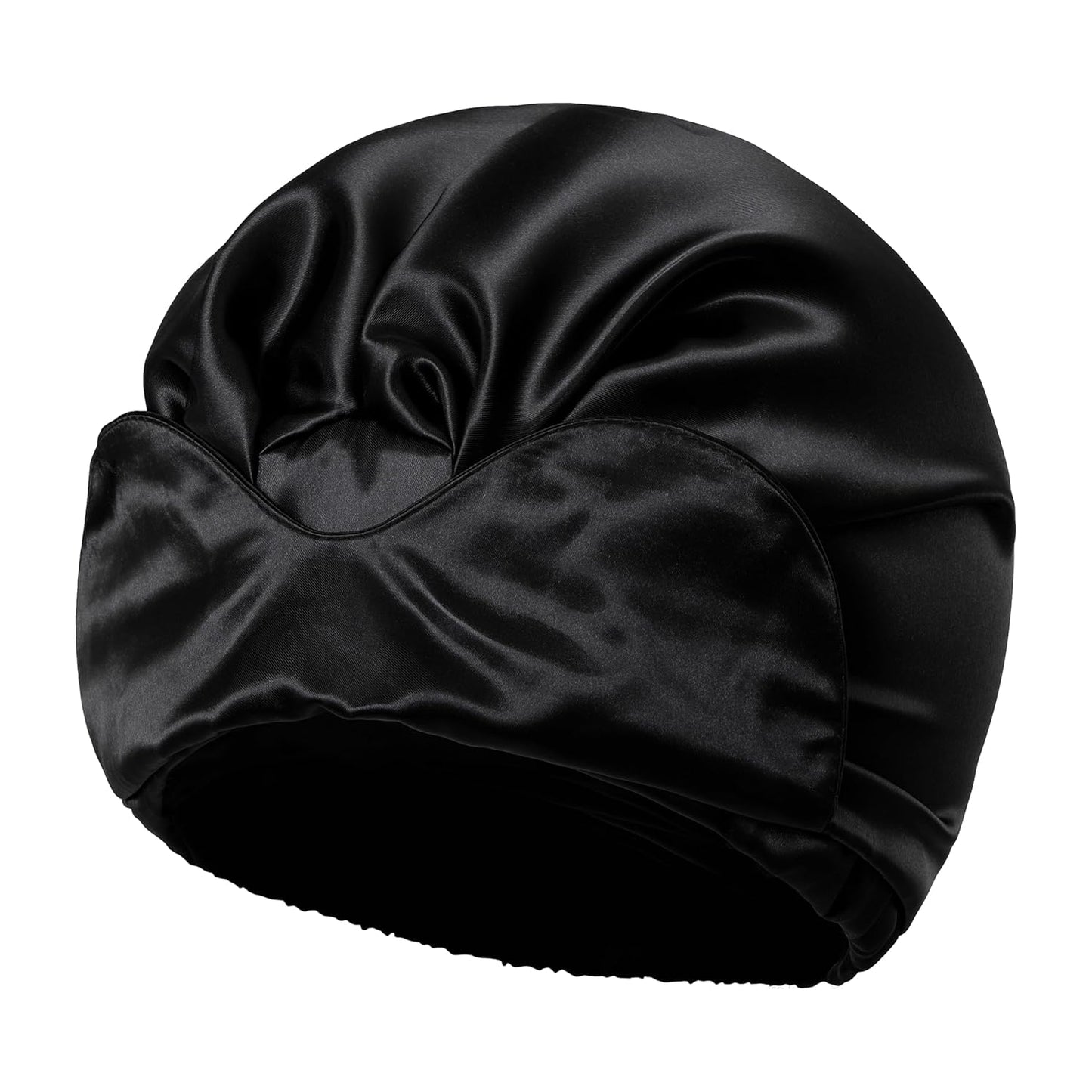 Black Satin Bonnet for Sleeping Women Adjustable Silk Hair Bonnet for Natural & Curly Hair Soft Satin Lined Bonnet Double Layer with Elastic Band Silk Sleep Cap