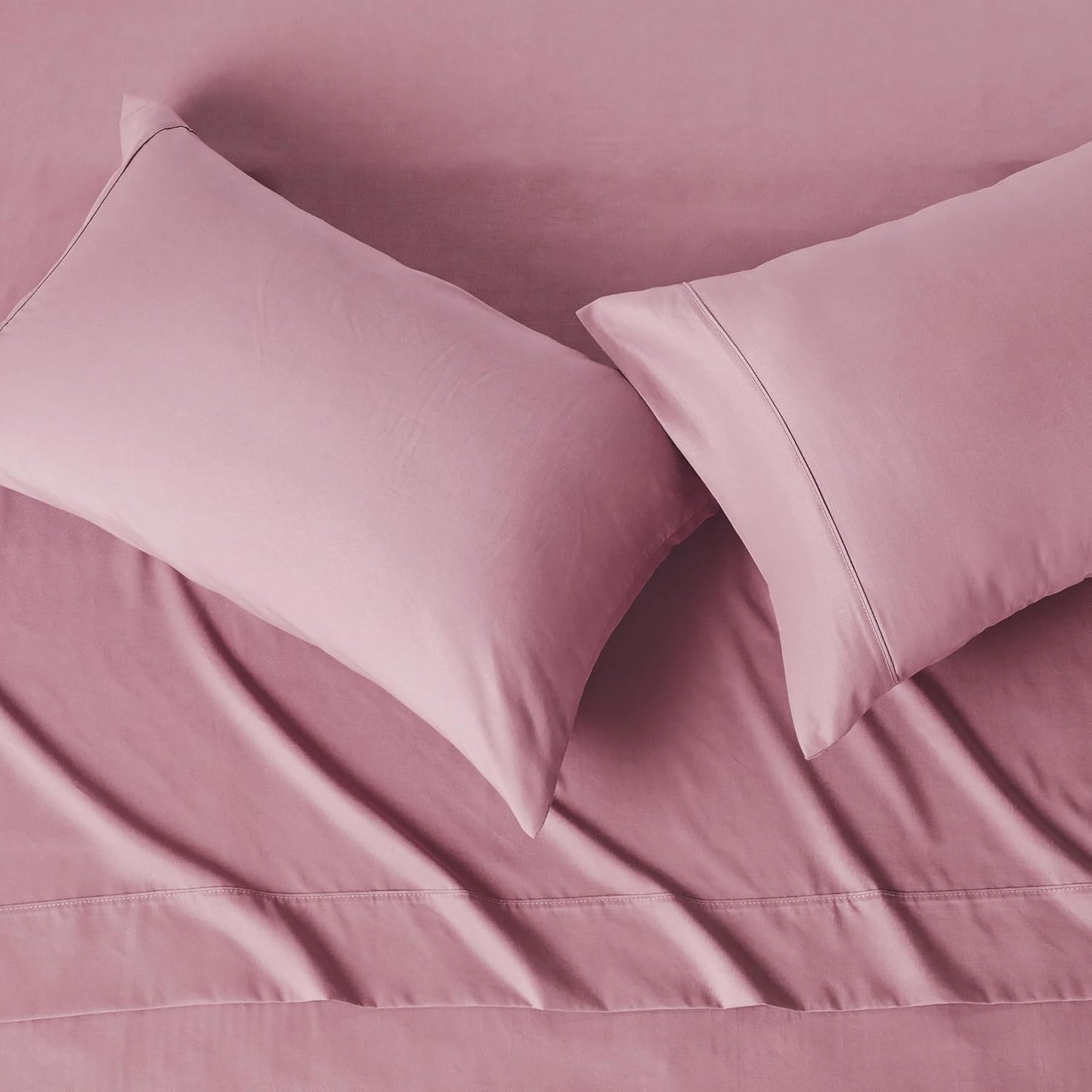 Amazon Basics Lightweight Microfiber 4-Piece Bed Sheet Set, Rose, Solid, Full