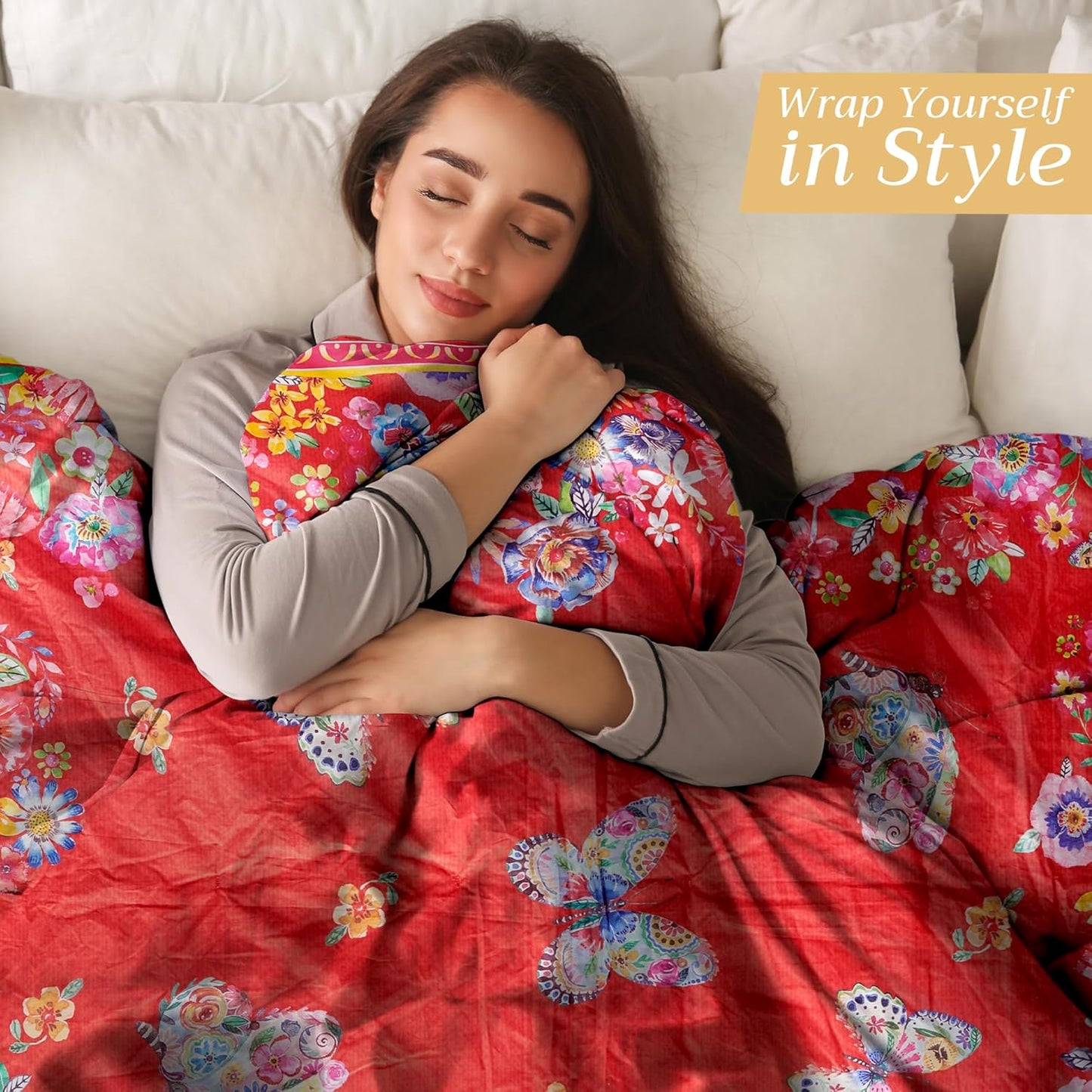 Maison d' Hermine Throw Blanket for Couch Lightweight Soft Warm Breathable Cotton Throw Blankets for Bed Girls Boys Women Men Gifts Sofa Travel Living Room Chair Bedding (50"x60", Happy Florals)