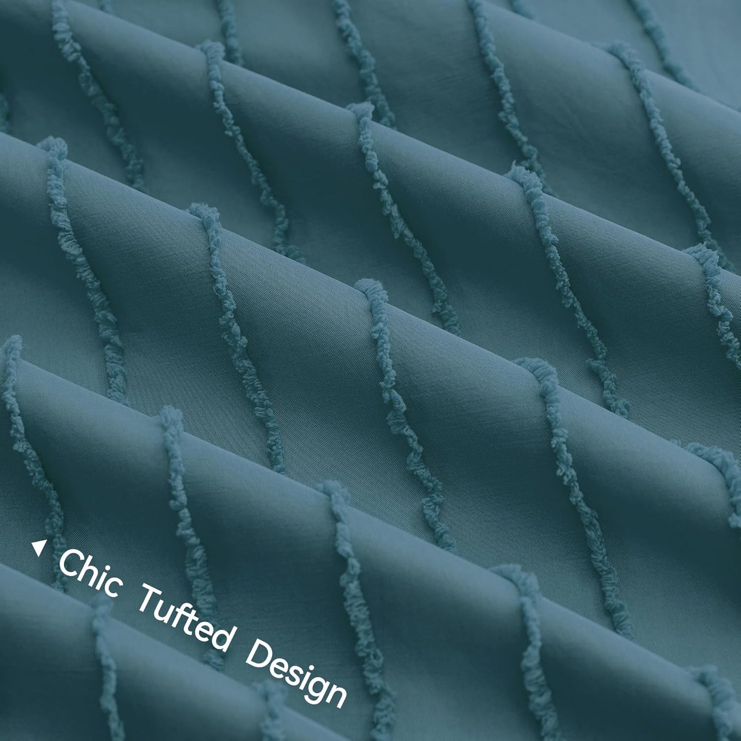 JELLYMONI Duvet Cover King Size Grayish Blue - 3PCS Boho Striped Duvet Cover Set Polyester Tufted Bohemian Textured Comforter Cover 104×90in with Corner Ties & Zipper and 2 Pillowcases