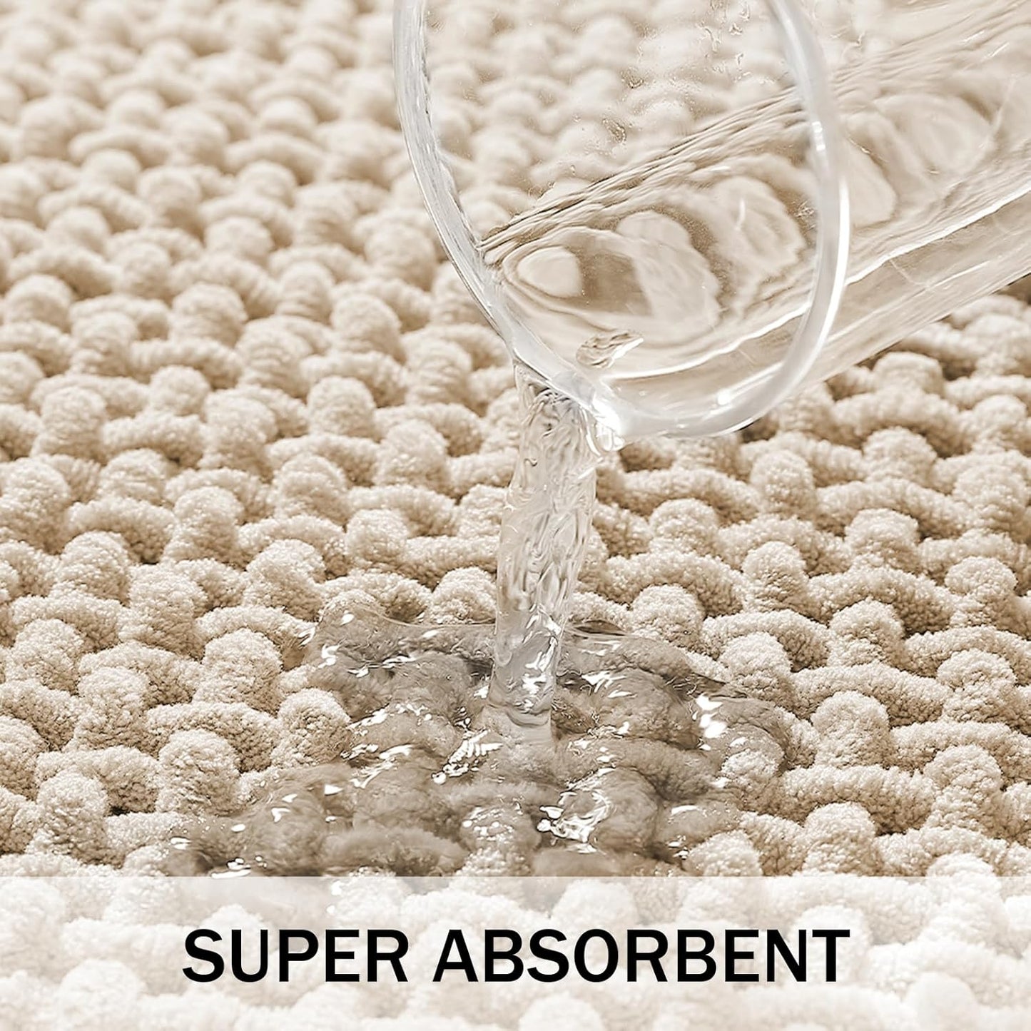 Bathroom Rugs Non Slip Washable, Super Absorbent Thin Bath Mat for Small Quick Dry Low Pile Bathroom Rug,(Khaki, 32″x20″)