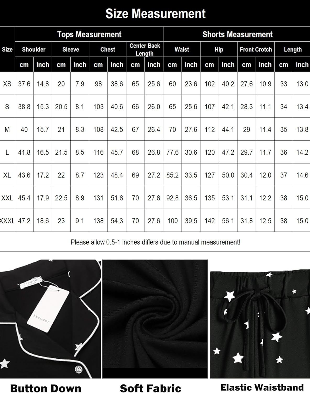 Ekouaer Pajamas for Women Set Silk Satin Pjs Shorts Sleepwear 2 Piece Loungewear S-XXL
