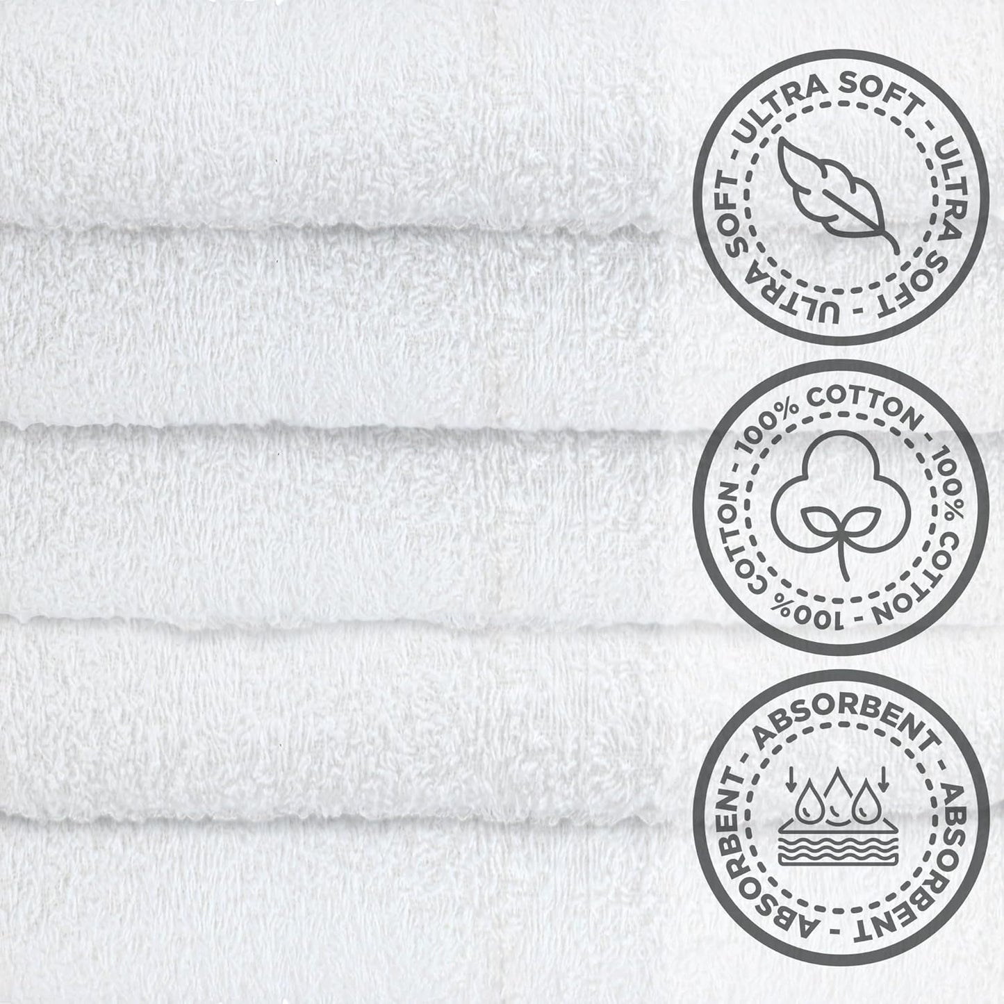 Crystal Ridge Cotton Wash Cloths 12 Pack - Washcloths for Showering, Face and Body, Soft and Highly Absorbent Multipurpose Towels for Bathroom, Kitchen, Spa and Gym - Wash Rags 12 x12 (Lt Pink)