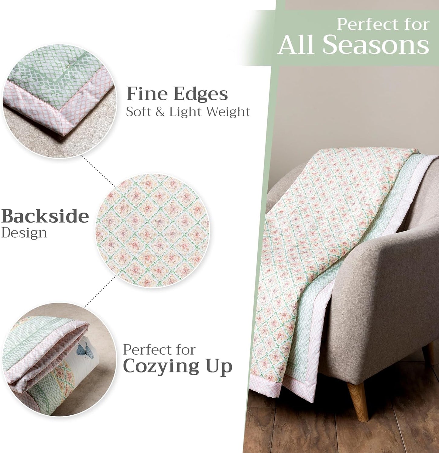 Maison d' Hermine Throw Blanket Lightweight and Breathable Cotton Easter Throw Blanket for Couch Bed Sofa Girls Boys Women Men Gifts Travel Living Room Bedding (60"x80", Easter Dew)