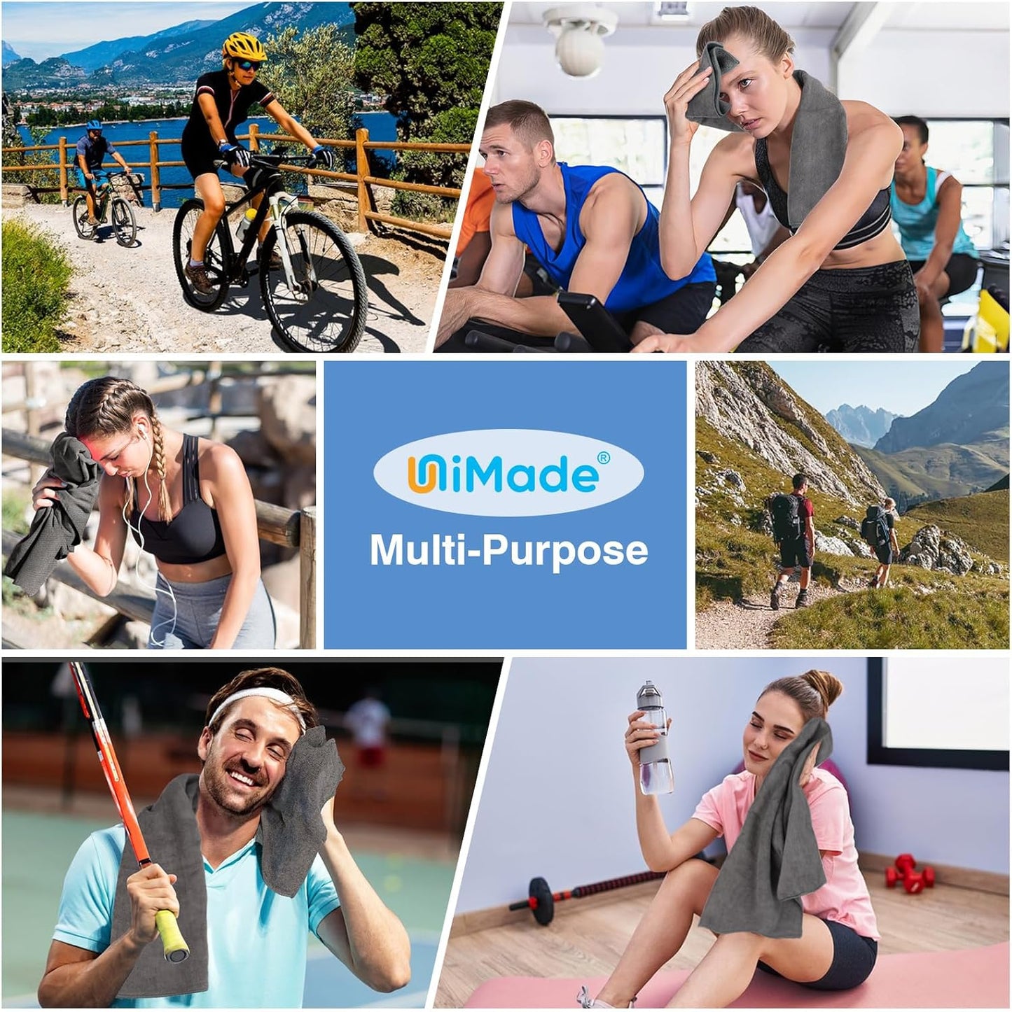 24 Pack Gym Towels Set - Highly Absorbent and Quick Drying Microfiber Salon Towels, Premium Hand Cloths for Bathroom, Gym, Shower, Hotel, and Spa - 16x27 inch (Grey)