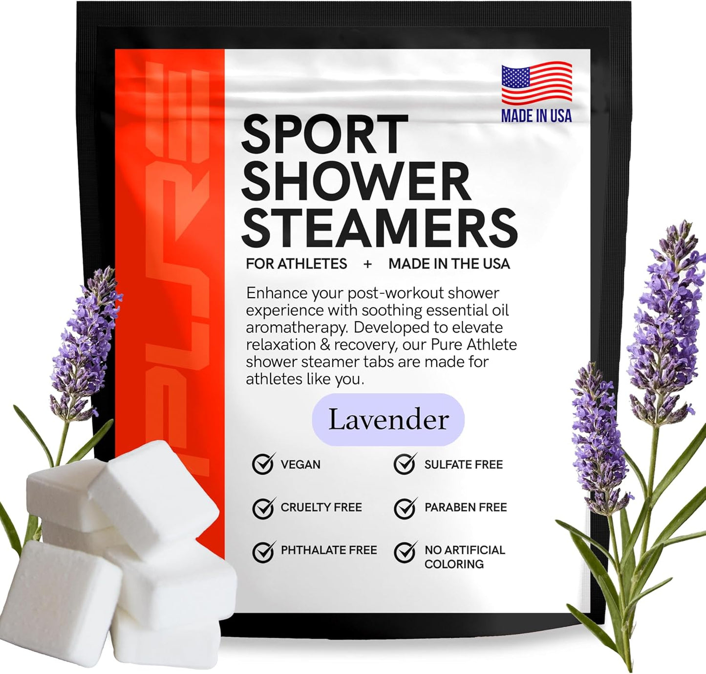 Sport Shower Steamers - Made in USA with Natural Lavender Essential Oil, Aromatherapy, Stress and Sinus Relief, Muscle Recovery for Athletes, Best Christmas Stocking Stuffers for Runners
