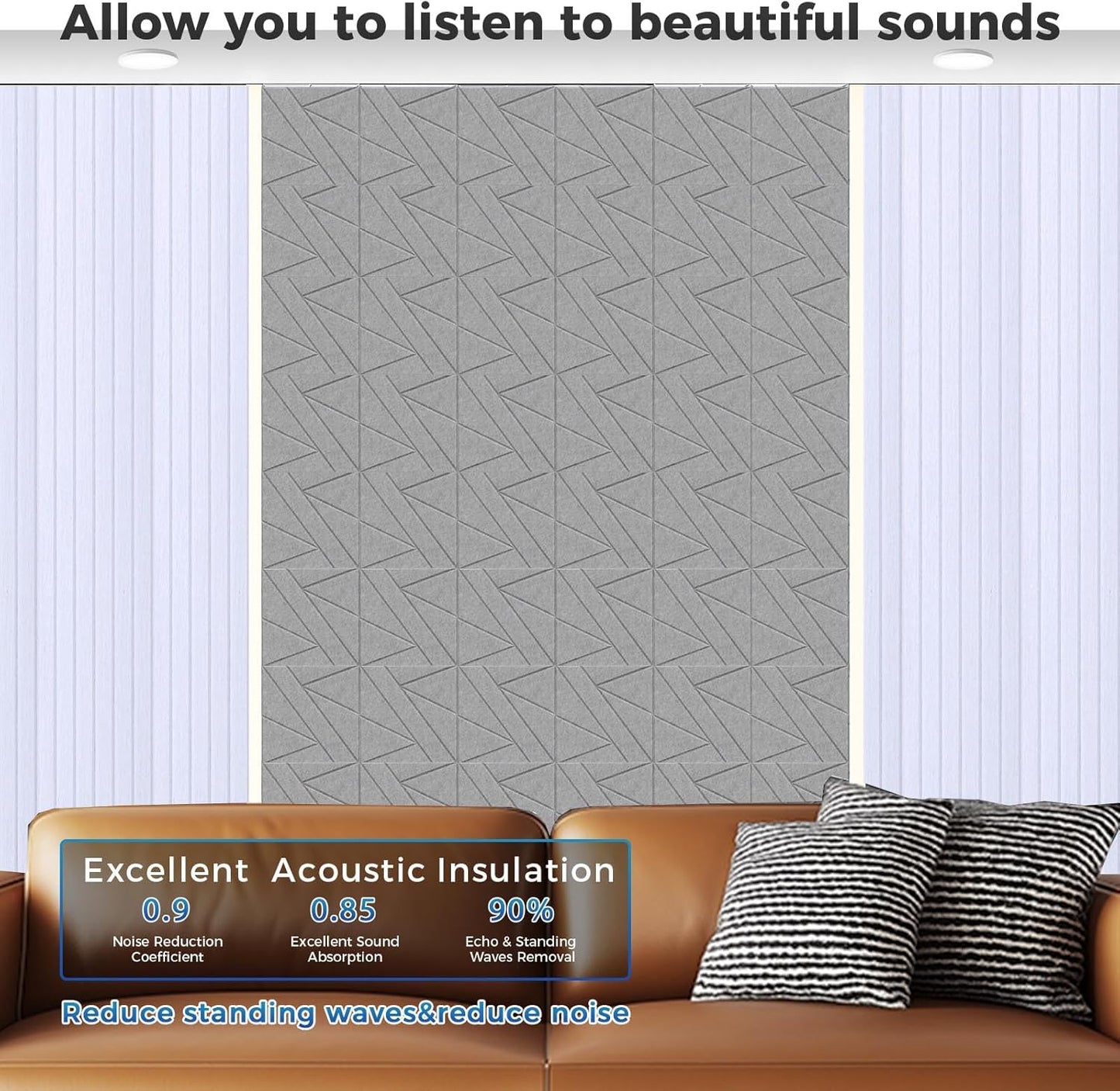 18 Pack Self-Adhesive Soundproof Wall Panels, 12 x 12 x 0.4 in Sound Proof Foam Panels for Walls, 0.8lb/ft³ High Density, Thicker 0.4in, Acoustic Panels, Noise Dampening Panels for Studio Gray