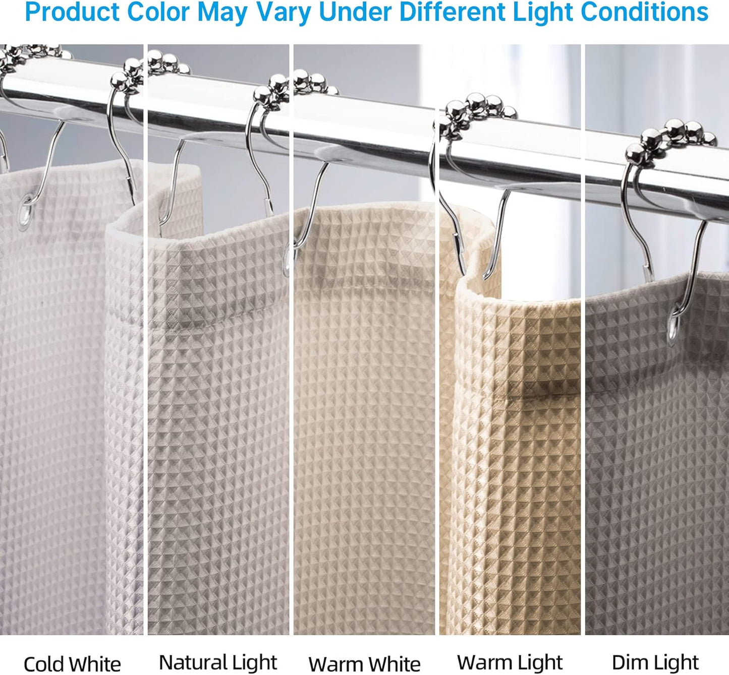 AmazerBath Waffle Shower Curtain 78 Inches Long, Khaki Shower Curtain Fabric Heavy Duty 240GSM, Hotel Quality Bathroom Shower Curtains Tan, Hooks not Included, 72 x 78 Inches