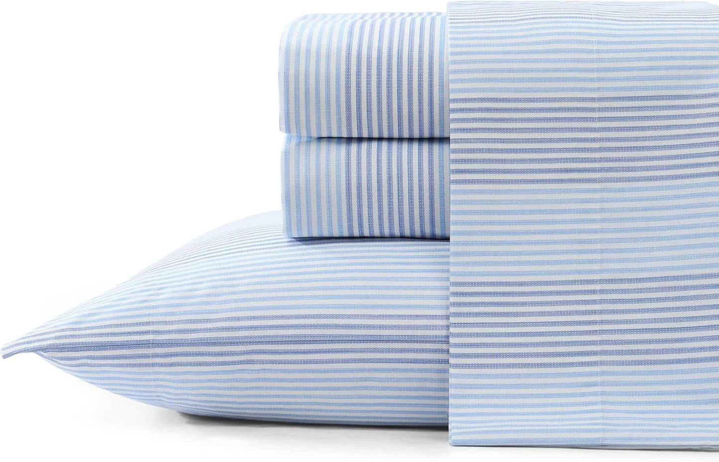 Tommy Bahama - King Sheets, Super Soft Cotton Percale Bedding Set with Matching Pillowcases, Crisp & Cool, Coastal Room Essentials (Weekend Stripe Blue, King)