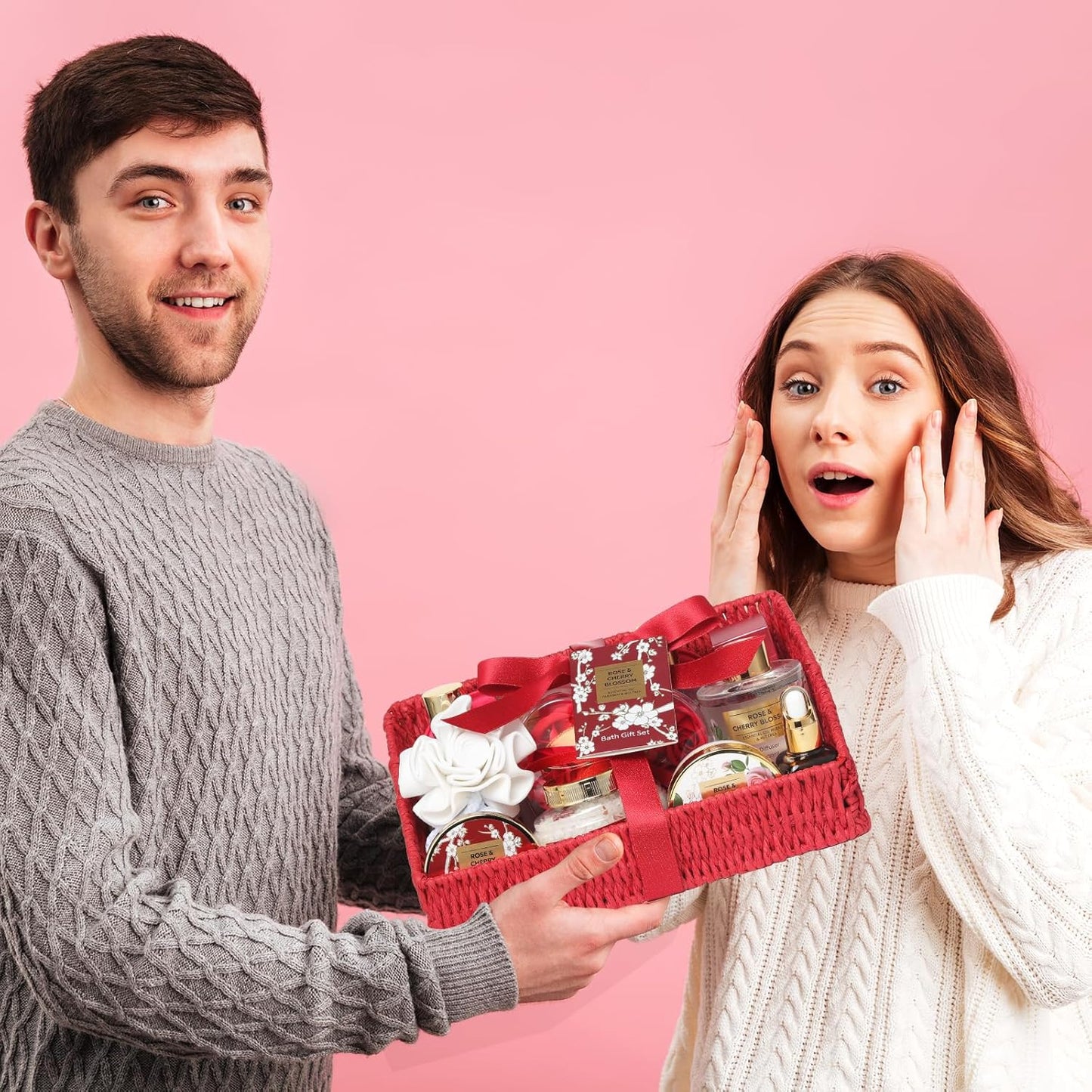 25Pcs Christmas Gifts for Women - Luxury Bath and Body Spa Gift Basket for Women with Necklace | Relaxing Care Kit Valentine's Mothers Day Gifts for Mom Gift Baskets for Anniversary or Bridal Shower