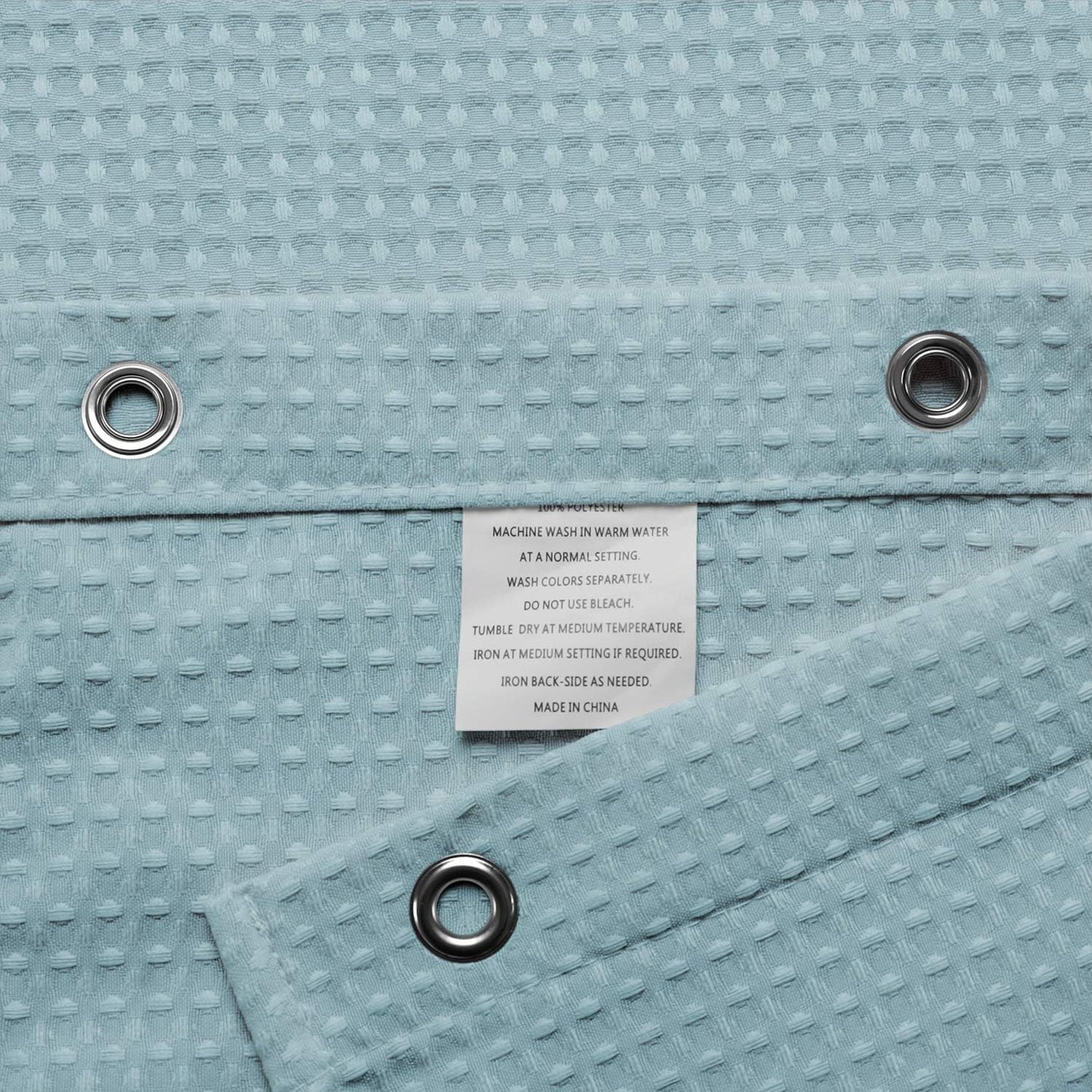 Barossa Design Waffle Weave Shower Curtain Hotel Luxury Spa, 230 GSM Heavy Duty Fabric, Water Repellent, Blue, 71"x72"
