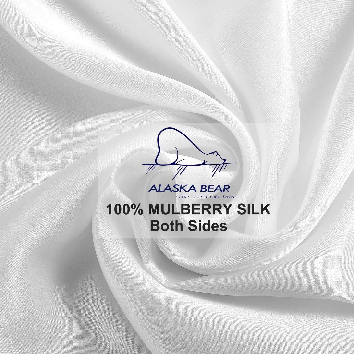 ALASKA BEAR 100% Pure Mulberry Silk Pillowcase for Curly Hair Pillow Slip Cover Machine Washable Body Size(1pc, Cool White)