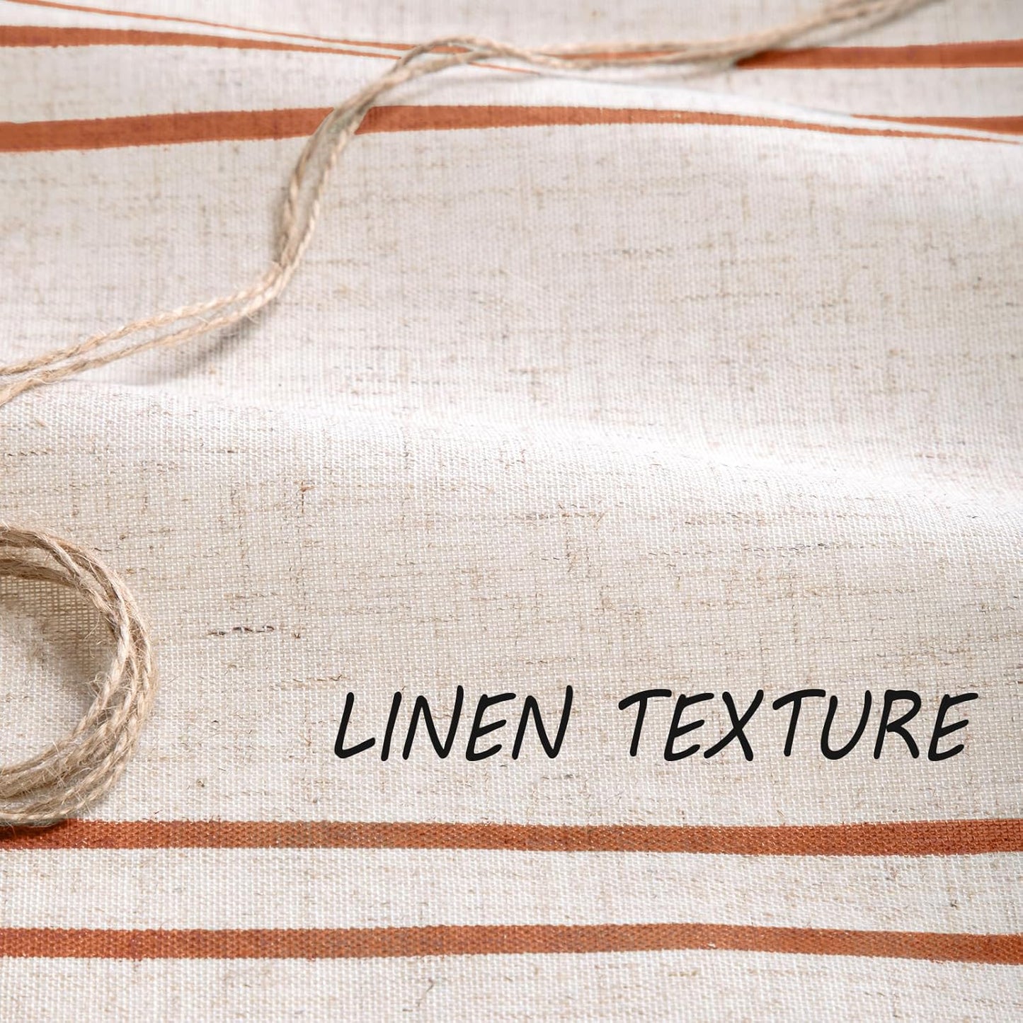 Awellife Farmhouse Shower Curtains for Bathroom,Boho Orange Flax Texture Striped Shower Curtain Shower Curtain with Tassels Rustic Neutral 72x72
