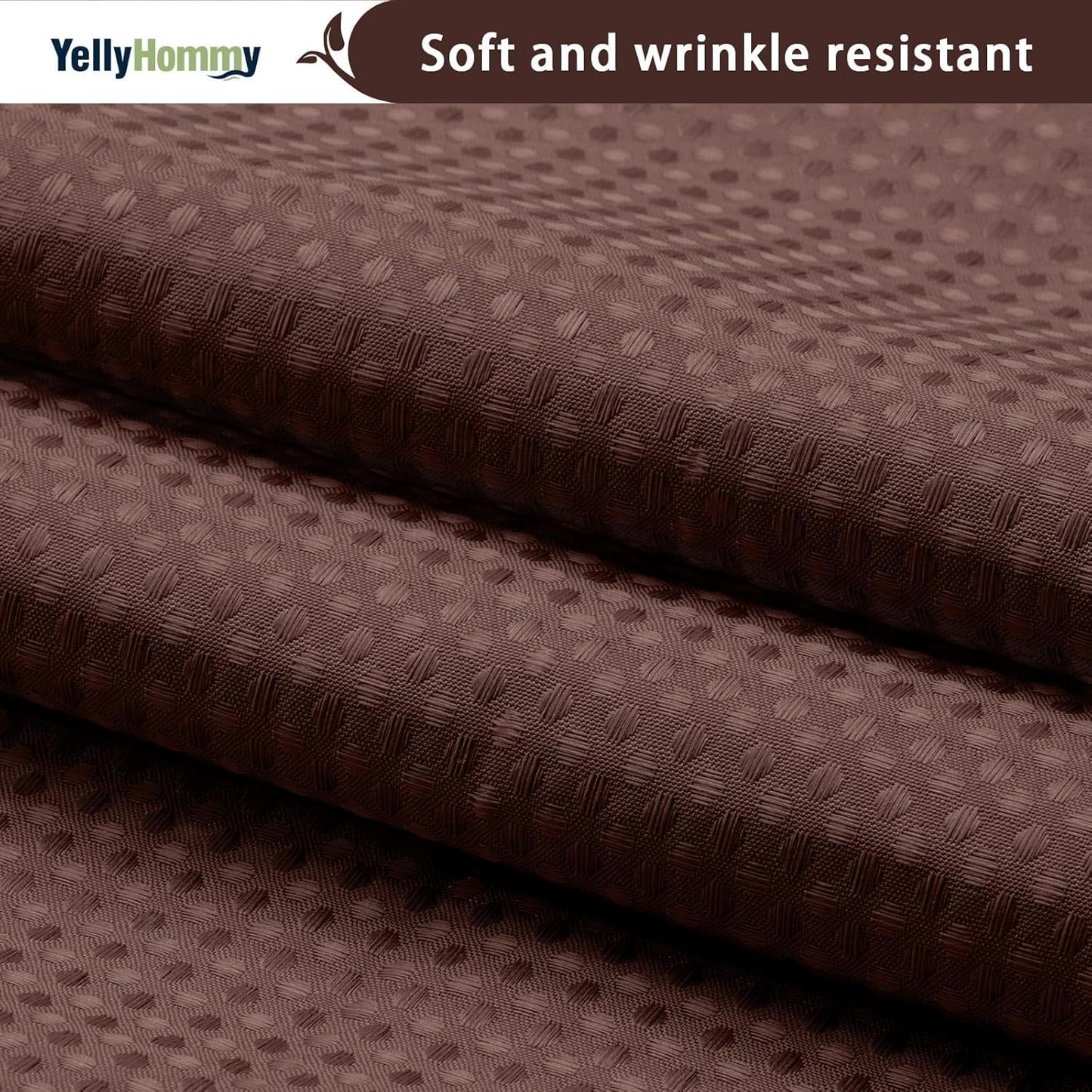 YellyHommy No Hook Shower Curtain with Snap in Liner Set Less Time Brown Waffle Shower Curtain for Bathroom 75" L x 72" W