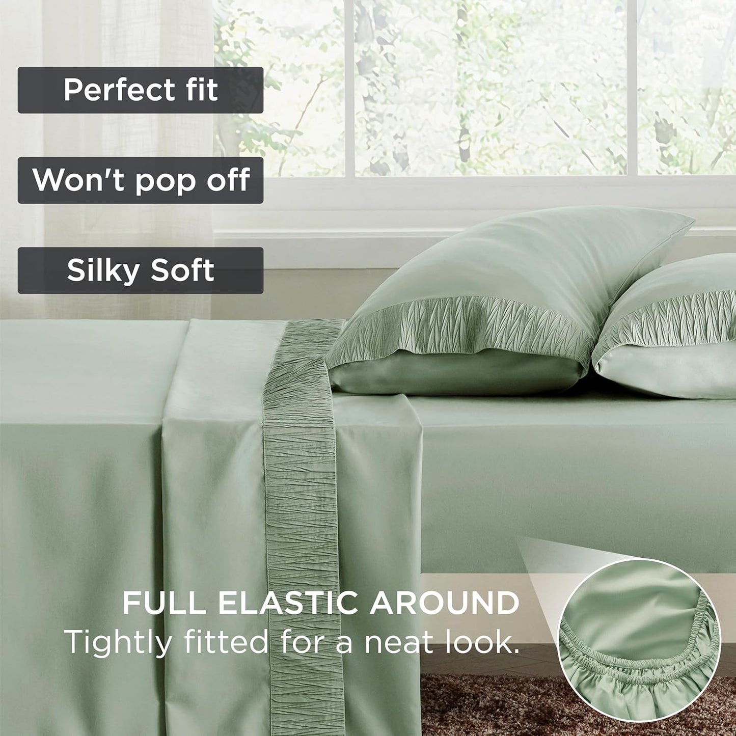 Bedsure Twin Sheets Set - 3 Pieces Soft Twin Bed Sheets - Breathable & Cooling - Hotel Luxury - Easy Care Polyester Microfiber Bedding for Women, Men, Sage Green