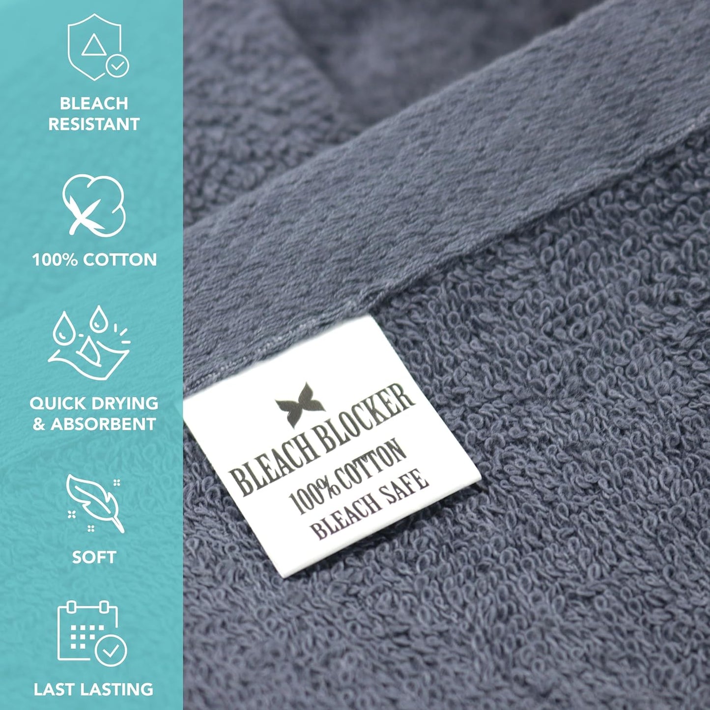 Arkwright Bleach Proof Salon Towels Bulk - Case of 180 - Highly Absorbent, 100% Cotton, Quick Dry Spa Face Towel for Hair Stylist, Barber, Pedicure, and Esthetician, 16 x 27 in, Navy