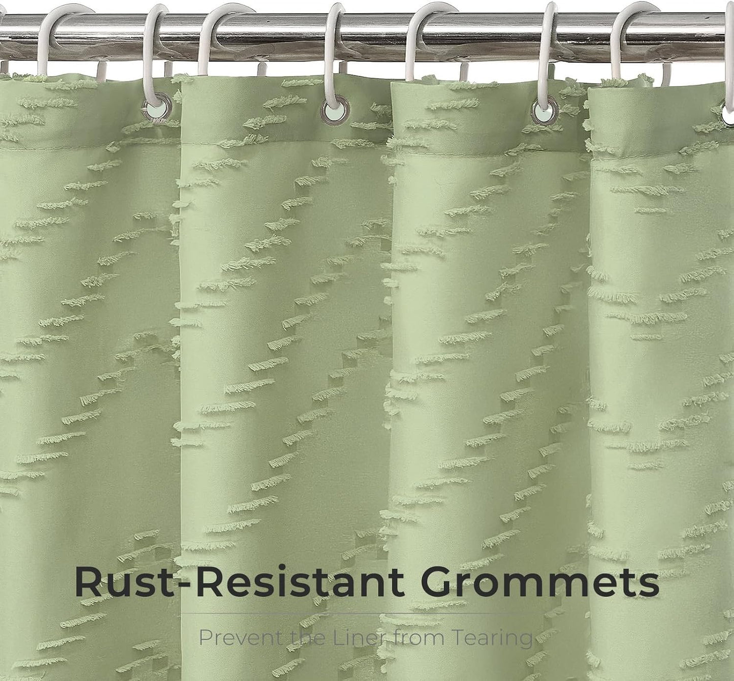Green Shower Curtain 78 Inches Long Boho Shower Curtain Chic Tufted Chevron Textured Striped Fabric Shower Curtains Modern Minimalist Shower Curtains for Bathroom 72 x 78