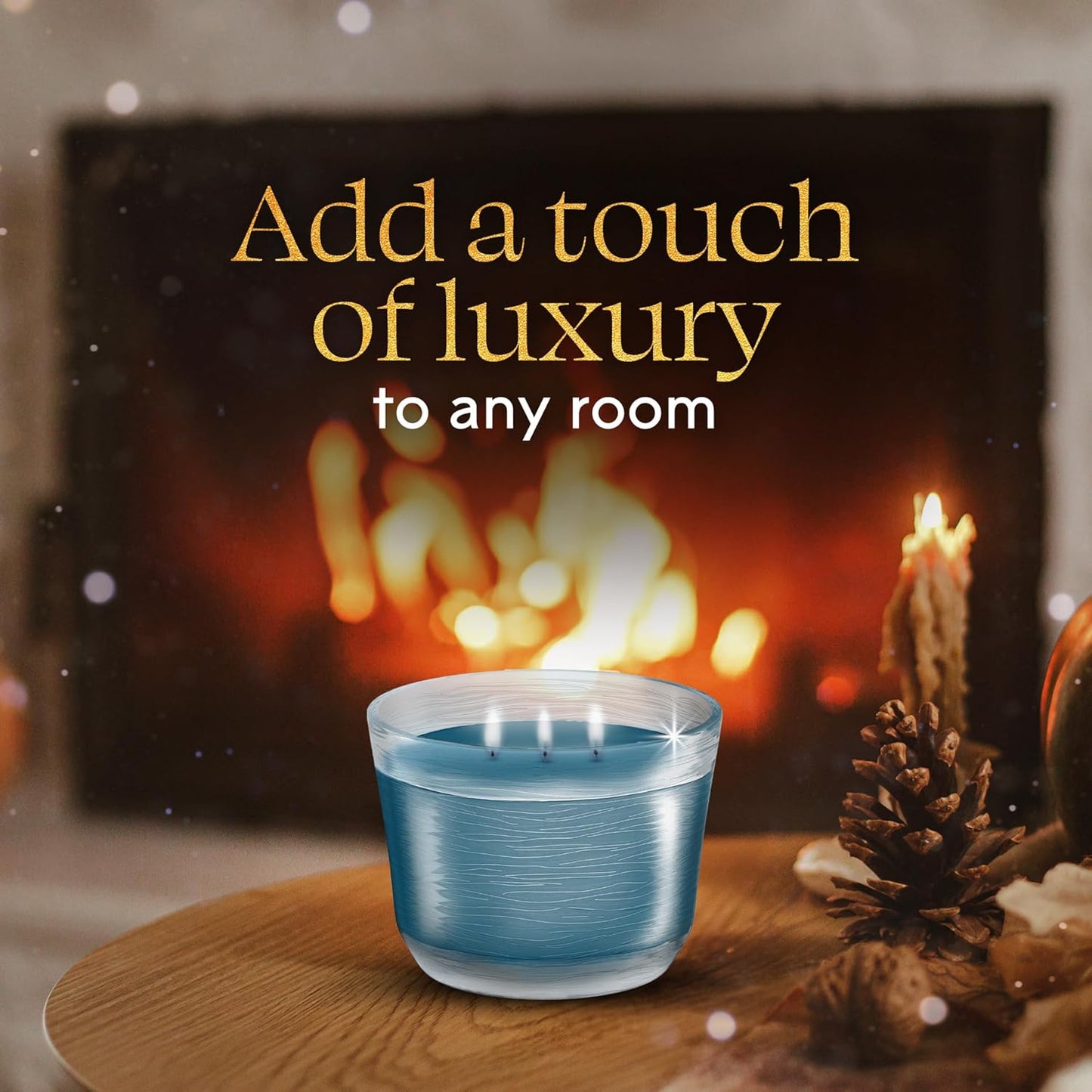 Glade 3-Wick Scented Candle Jar, Embers & Sandalwood, Air Freshener Infused with Essential Oils, 6.8 Oz, 3 Count