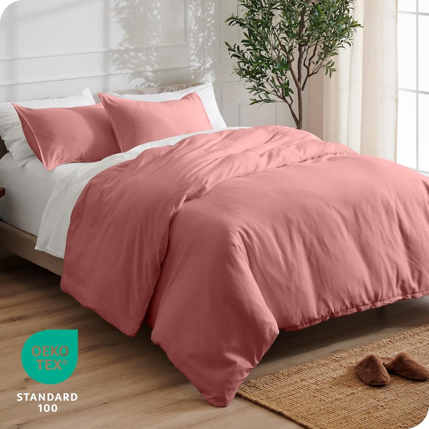 Bare Home Bedding Duvet Cover Extra Long Size - Premium 1800 Super Soft Collection - Lightweight, Cooling - Soft Breathable Bedding Duvet Cover (Twin/Twin XL, Dusty Rose)