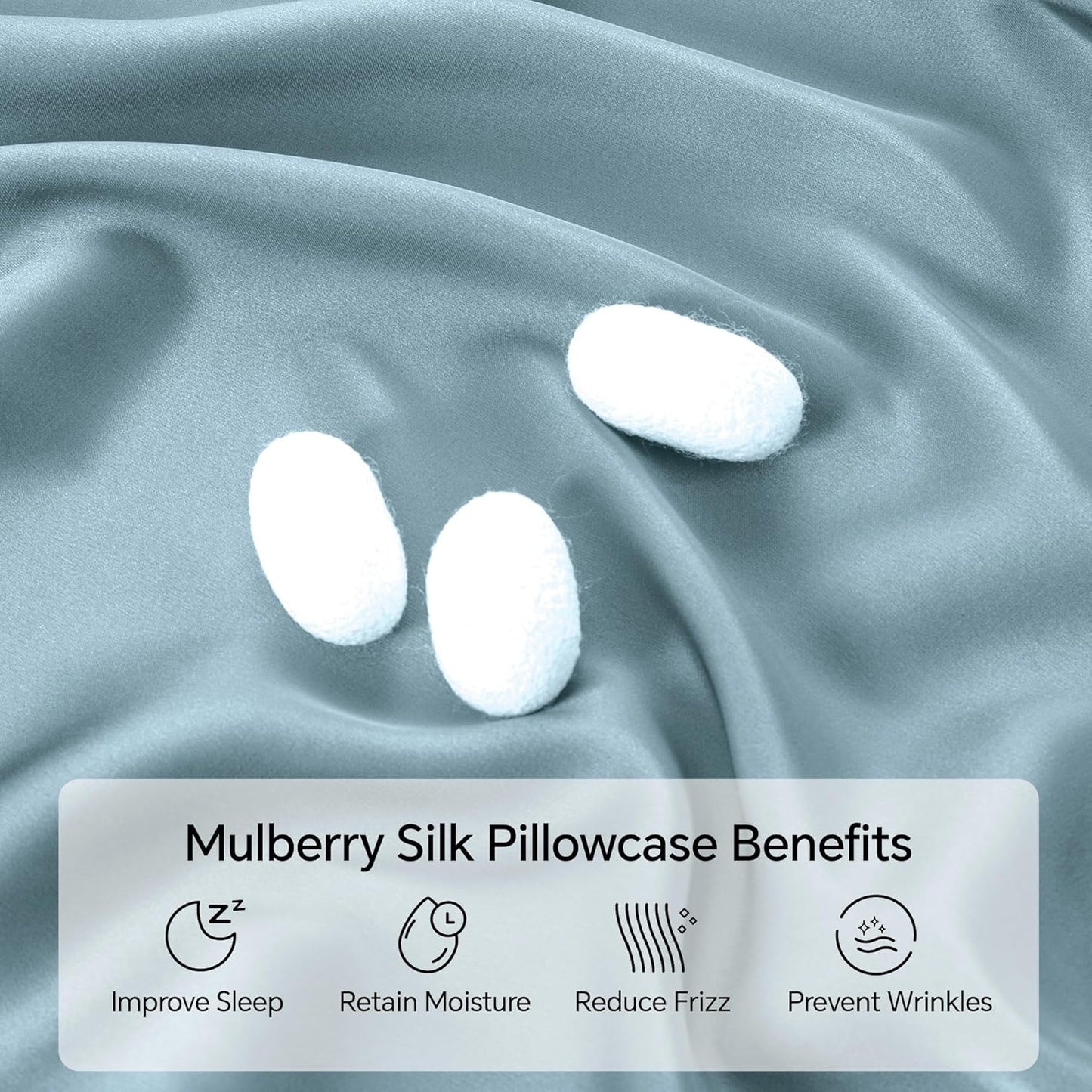 INFIIXSO Mulberry Silk Pillowcase for Hair and Skin, Silk Pillow Cases King Size with Hidden Zipper 20x40 Inches, Extraordinary Smooth and Soft Cooling Pillow Cases for Hot Sleepers(Airy blue, 1 Pack)