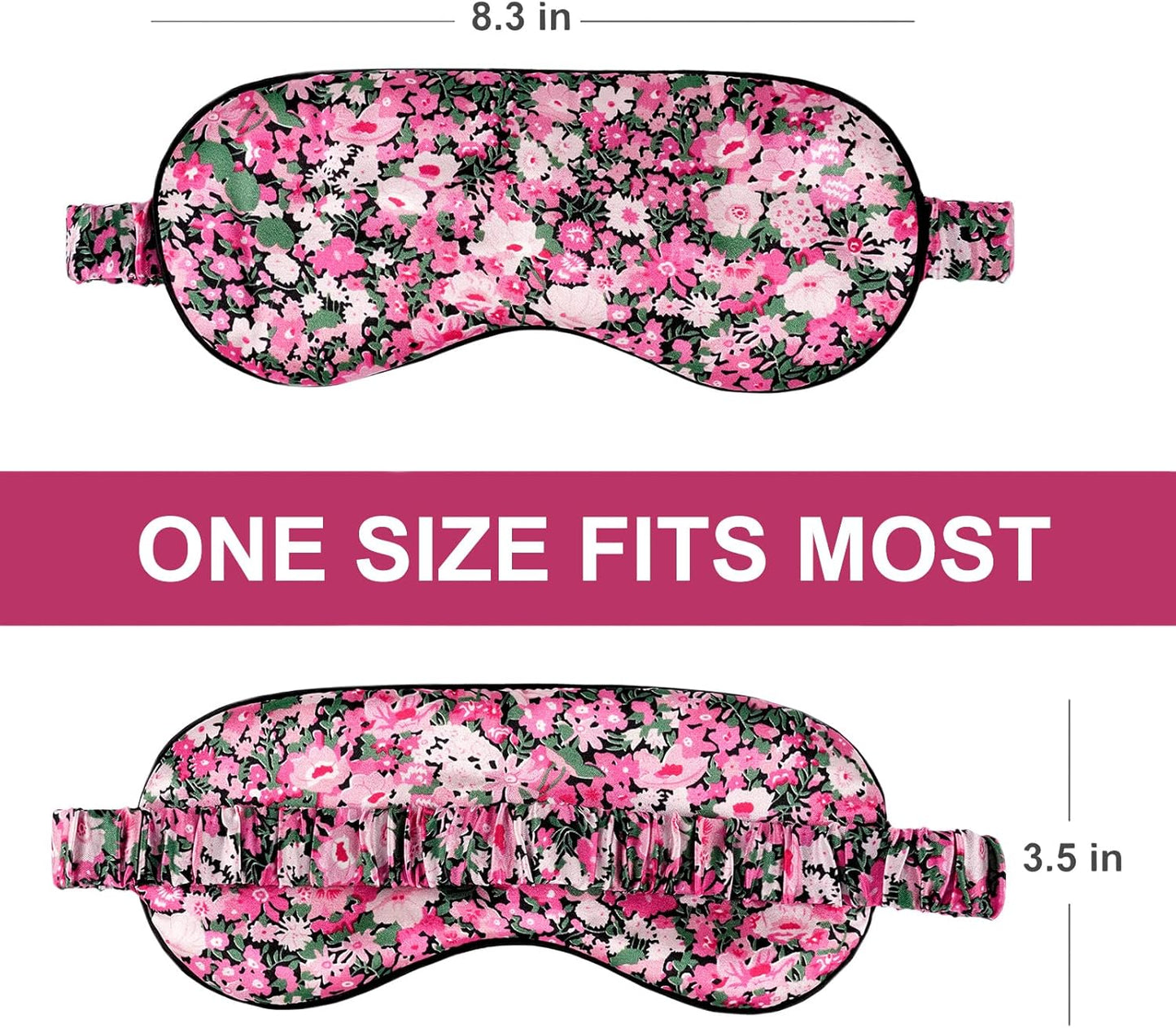 OLESILK 100% Natural Mulberry Silk Sleep Eye Mask Block Out Light, Fashion Printed Eye Mask Blindfold for Women Men Full Night Sleeping, Chic Eye Cover Eyeshade, Pattern 3