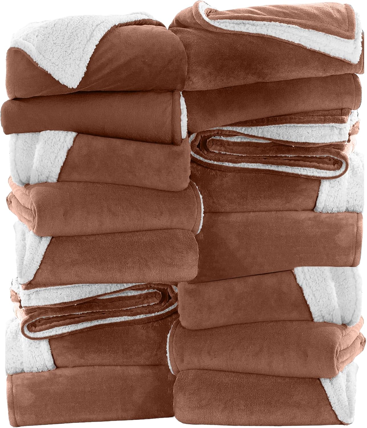 IR Imperial Rooms Camel Sherpa Fleece Throw Blanket for Bed - Wholesale Bulk Pack of 16 Sherpa Blankets - Soft Fluffy Throw Blankets for Hotels, Guest Bedroom, 50x60 Inches