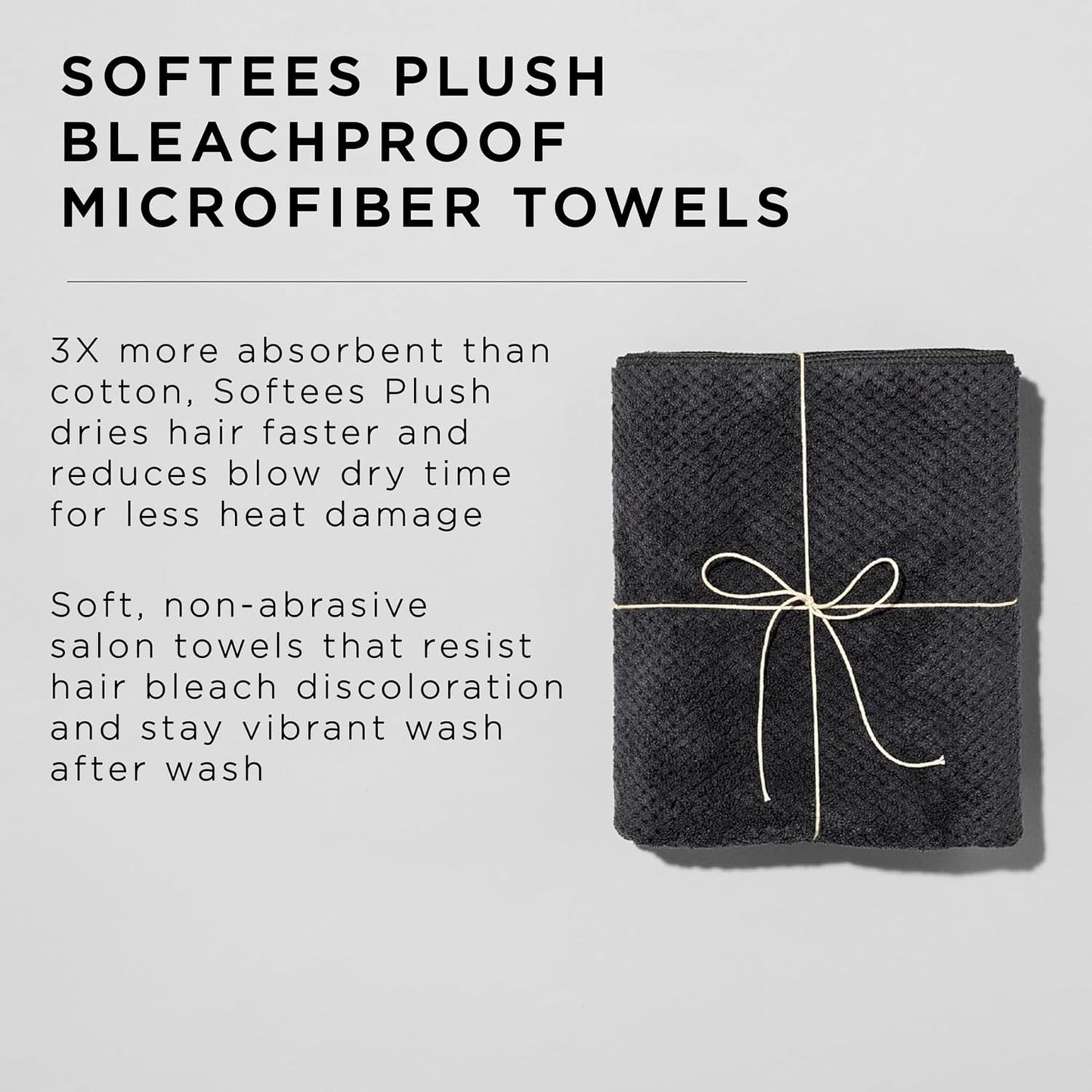 Fromm Softees Plush Microfiber Towels for Hair Salon, Barber, Spa, Ultra Soft Hair Wrap for Drying Hair, Hands, Face, Dark Grey, 20 x 34 Inches, 6 Pack